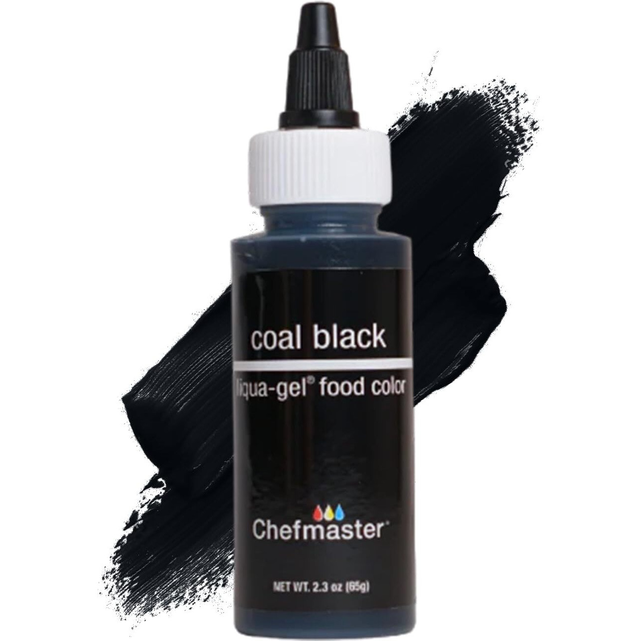 Chefmaster Coal Black Liqua-Gel Food Coloring | Vibrant Color | Professional-Grade Dye For Icing, Frosting, Fondant | Baking & Decorating | Fade-Resistant | Easy-To-Use | Made In Usa | 2.3 Oz