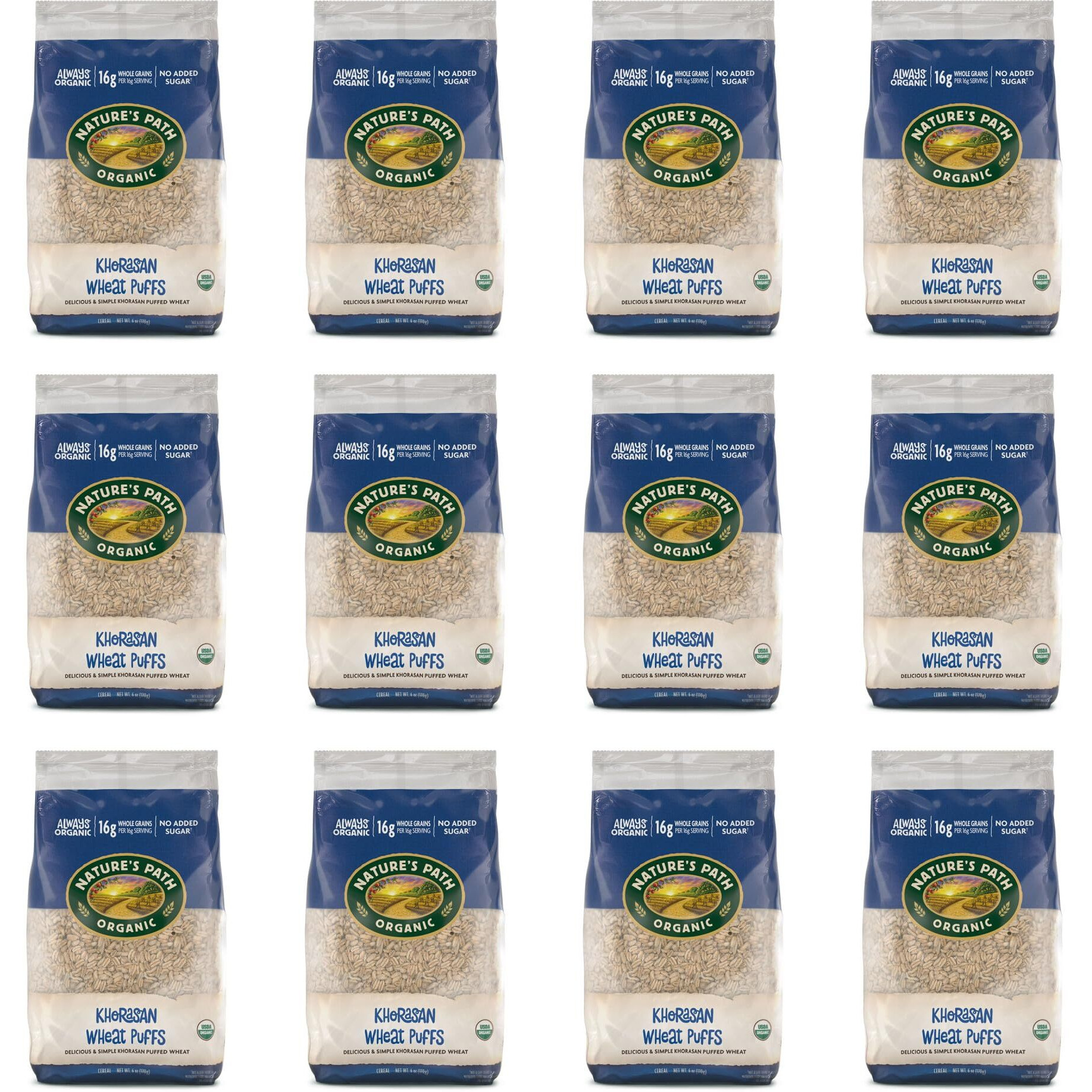 Nature's Path Organic Kamut Puffs Cereal,Earth Friendly Package, Khorasan Wheat Puffs, Non-Gmo, 16G Whole Grains, No Added Sugar,6 Ounce (Pack Of 12)