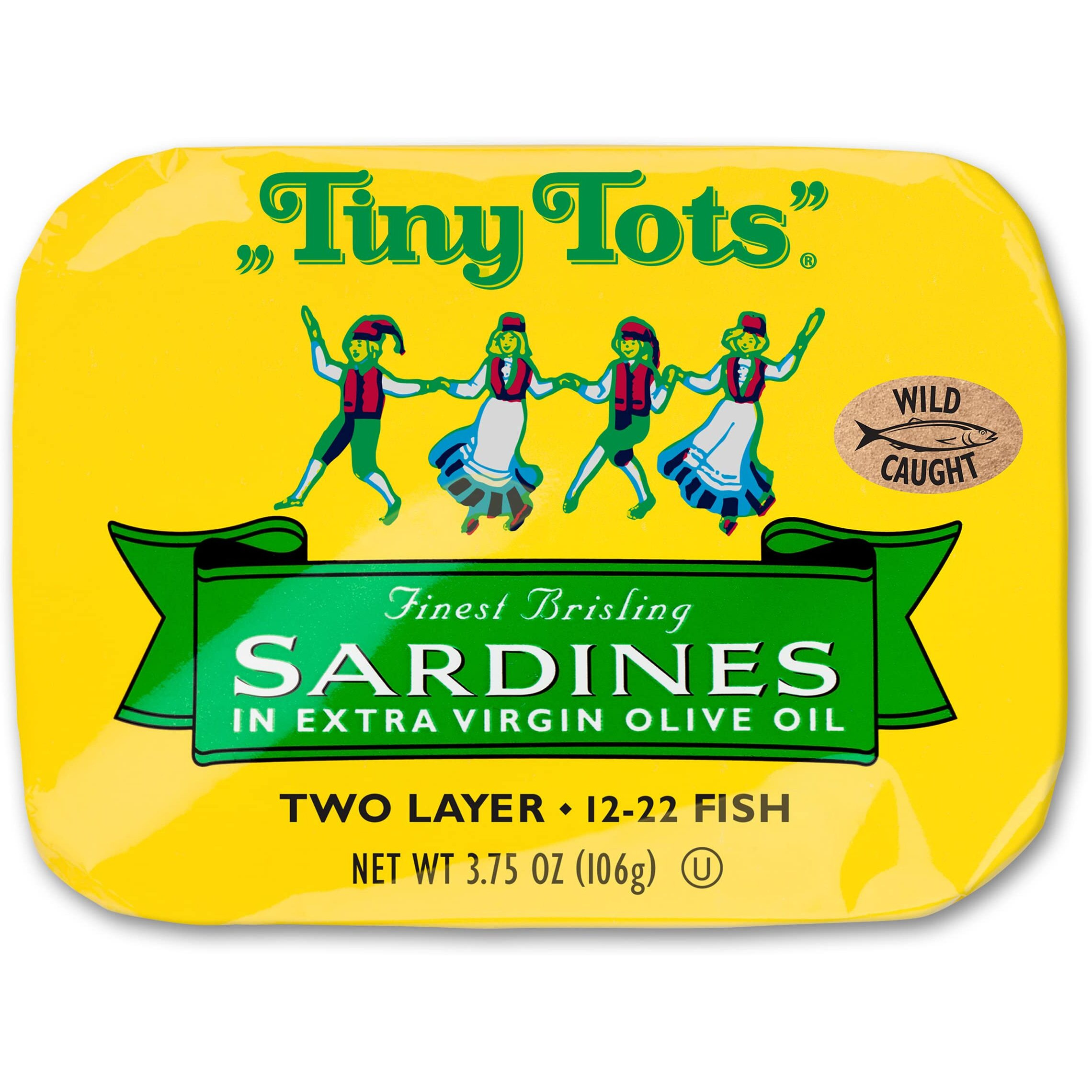 Tiny Tots Brisling Sardines In Extra Virgin Olive Oil, 3.75-Ounce Cans (Pack Of 12)