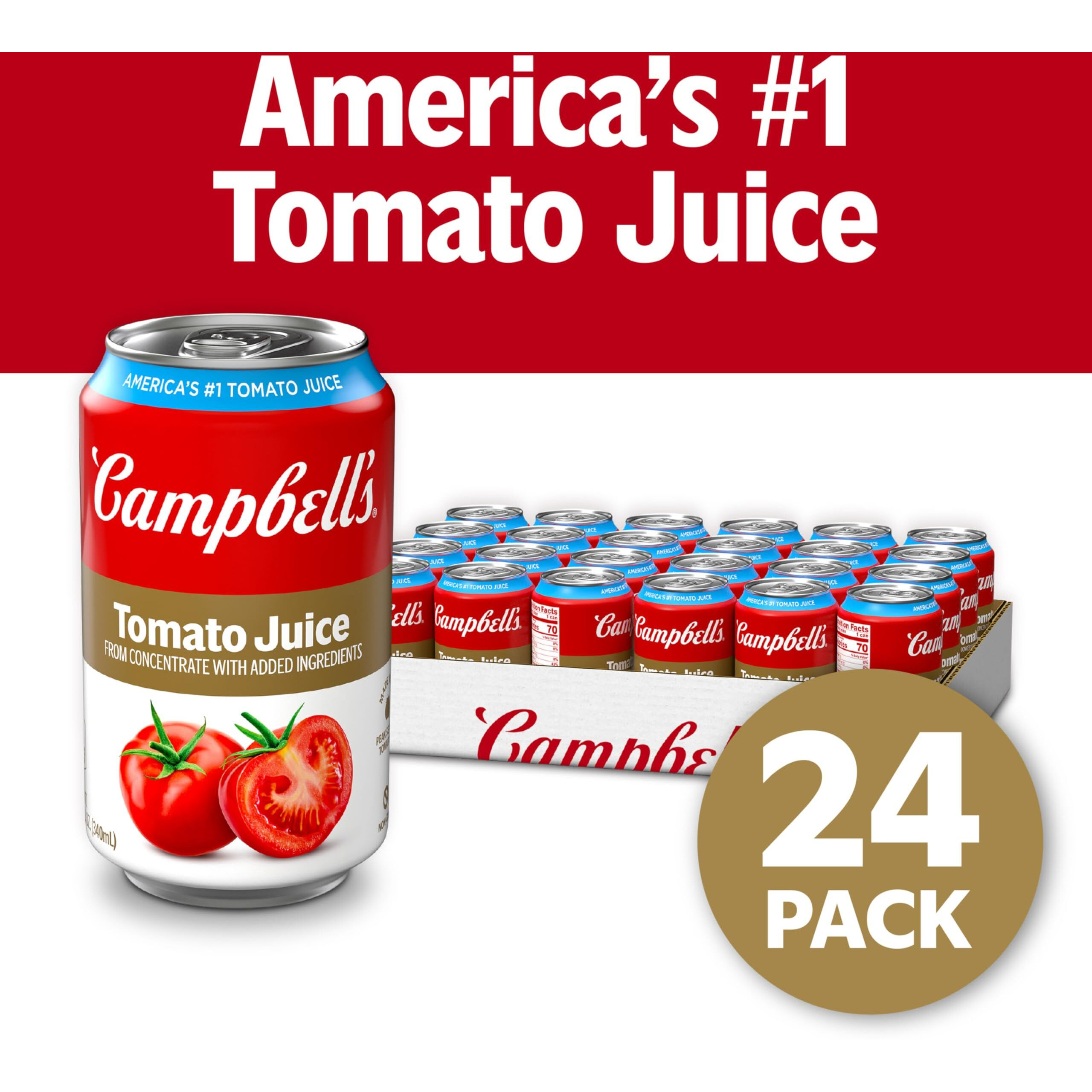 Campbell's 100% Tomato Juice, 11.5 Fl Oz Can (24 Pack)