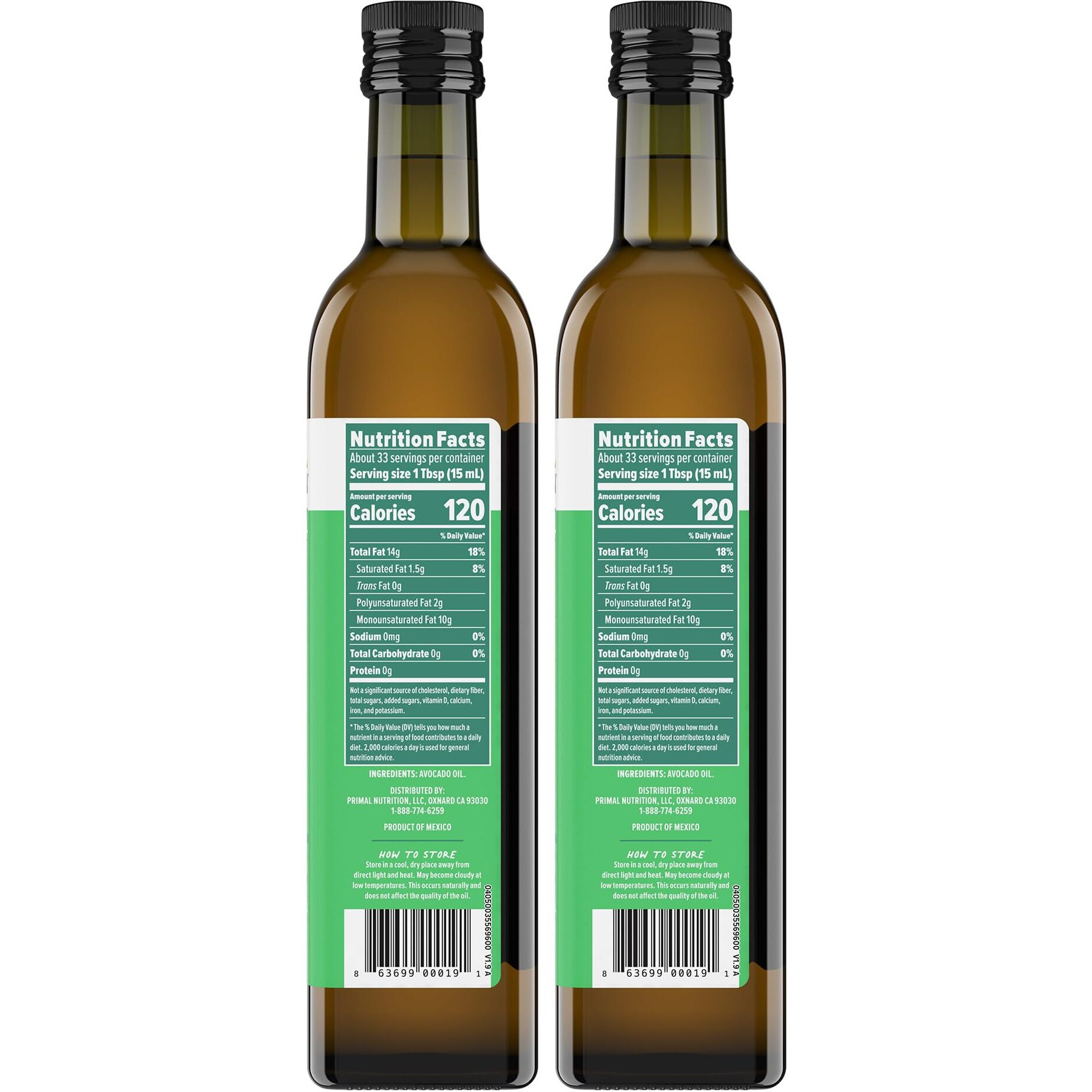 Primal Kitchen Avocado Oil, Whole30 Approved, Certified Paleo, And Keto Certified, 16.9 Fluid Ounces, Pack Of 2