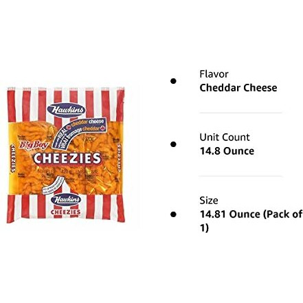 Hawkins Made With Real Cheddar Cheese Cheezies, Big Boy Triple Pack 420G, 14.8Oz , Made In Canada