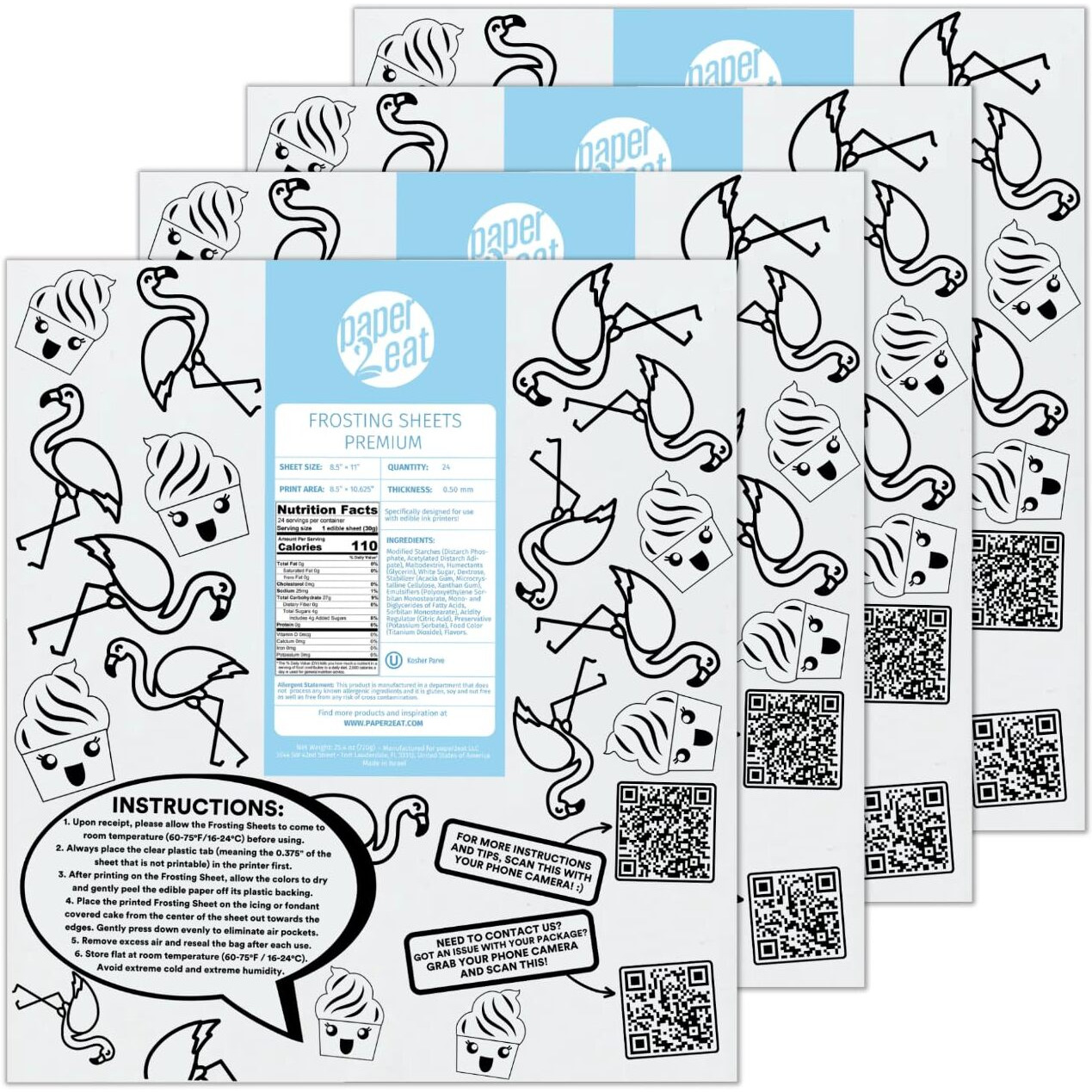 Paper2Eat Frosting Sheets Premium 8.5    X 11    - 96 Count - White Edible Icing Sheets