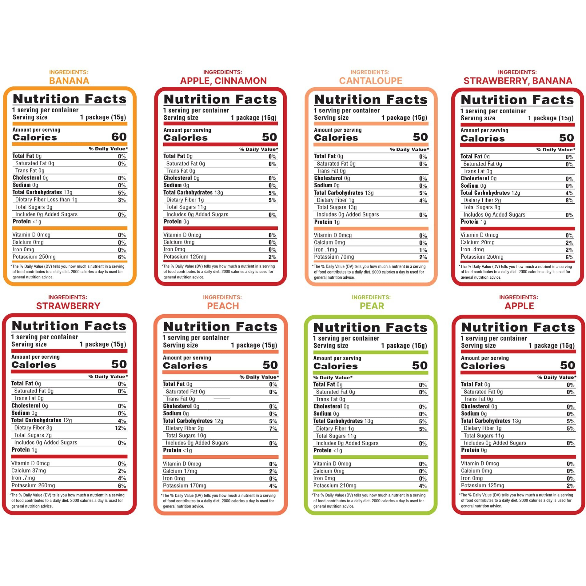 Nature's Turn Freeze-Dried Fruit Snacks, Sampler Variety Pack Of 8 (0.53 Oz Each)