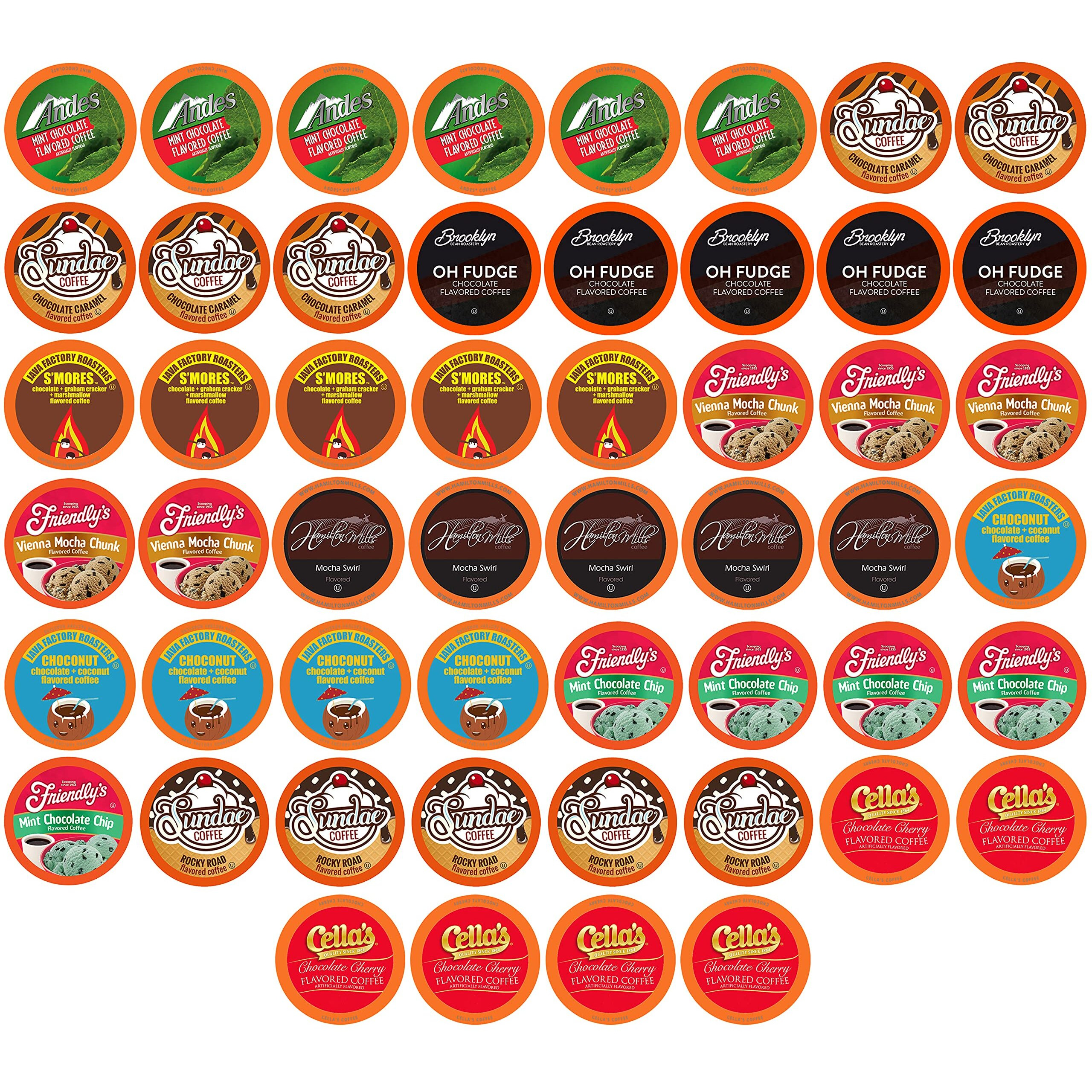 Two Rivers Coffee Chocolate Overload Coffee Pods Sampler Compatible With K Cup Brewers Including 2.0, Flavored Single Serve Variety Pack, 52 Count