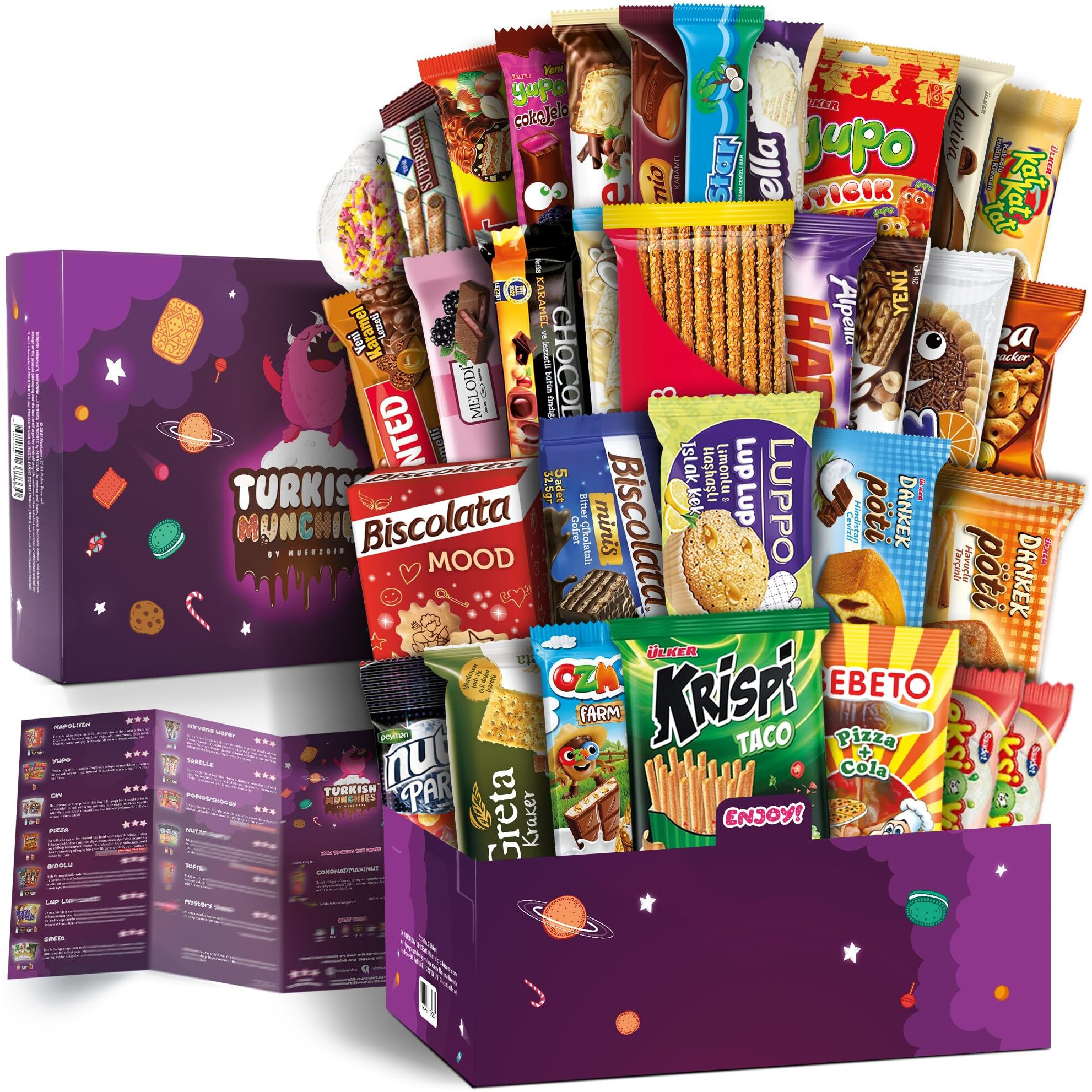 Mega International Snack Box | Premium Exotic Foreign Snacks | Unique Snack Food Gifts Included | Try Extraordinary Turkish Snacks | Candies From Around The World | 32+1 Full-Size Snacks