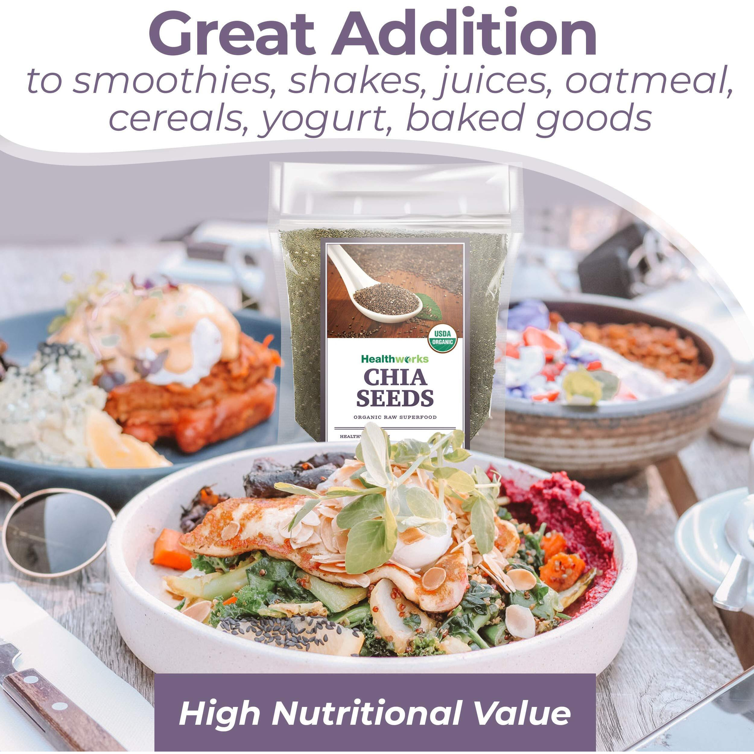 Healthworks Chia Seeds Raw (32 Ounces / 2 Pounds) | Premium & All-Natural | Contains Omega 3, Fiber & Protein | Great With Shakes, Smoothies & Oatmeal