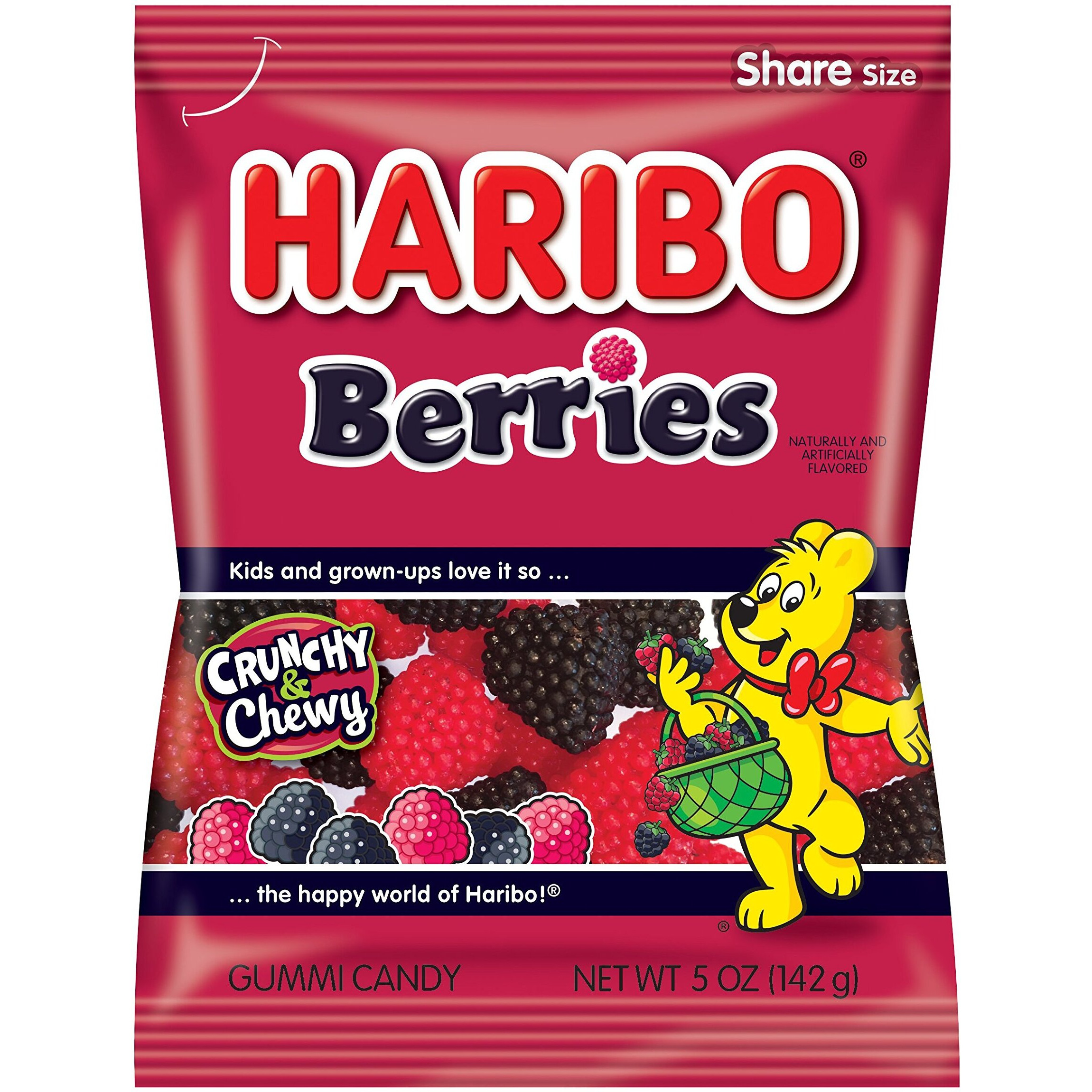 Haribo Gummi Candy, Berries, 5 Oz. Bag (Pack Of 12)