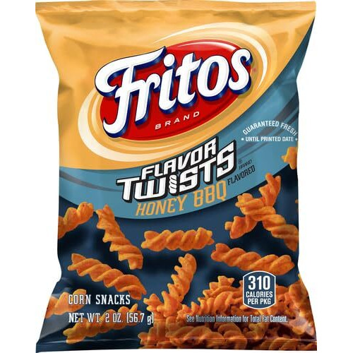 Fritos Corn Chips, Flavor Twists Honey Barbeque, 2-Ounce Large Single Serve Bags (Pack Of 64)