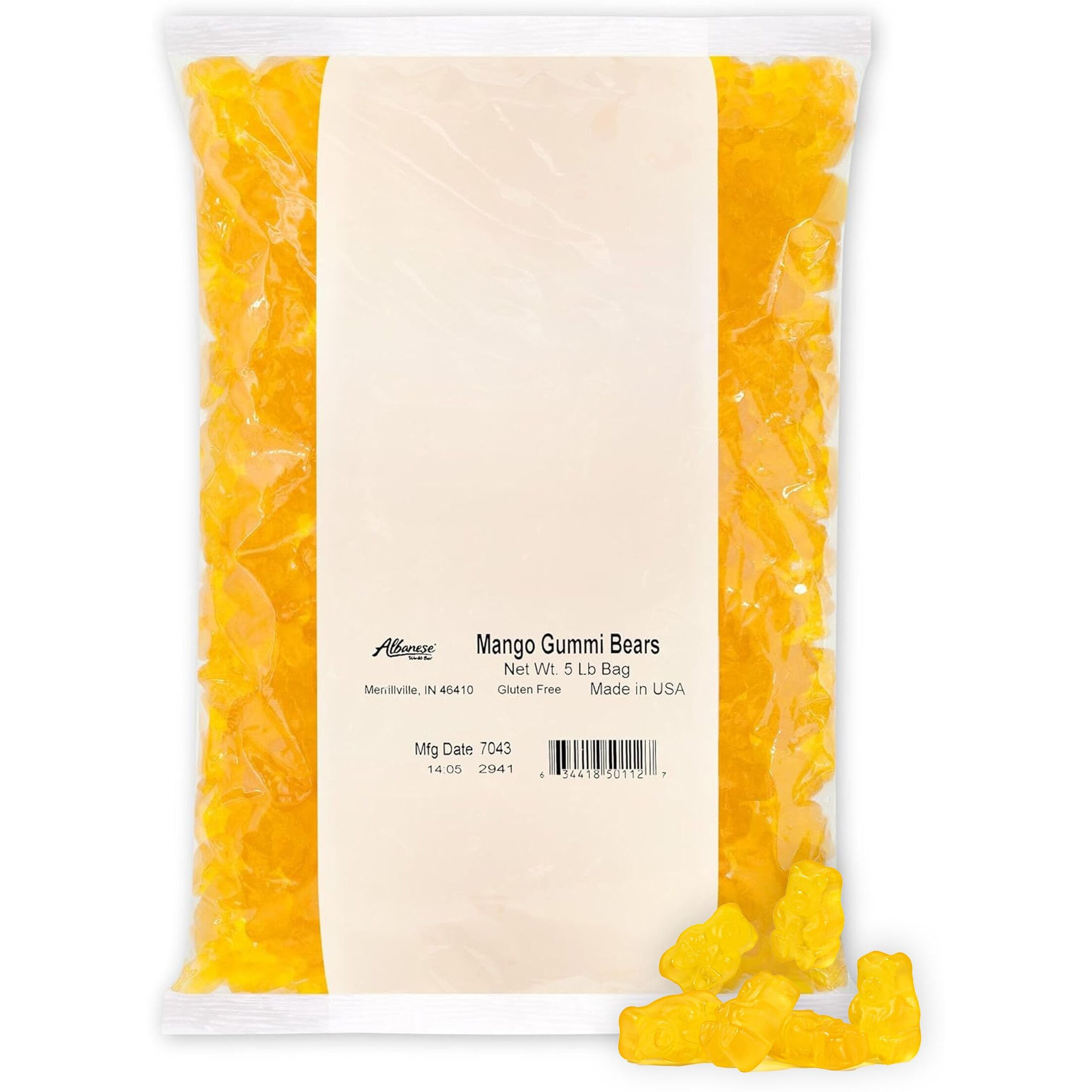 Albanese World's Best Mango Gummi Bears, 5Lbs Of Candy