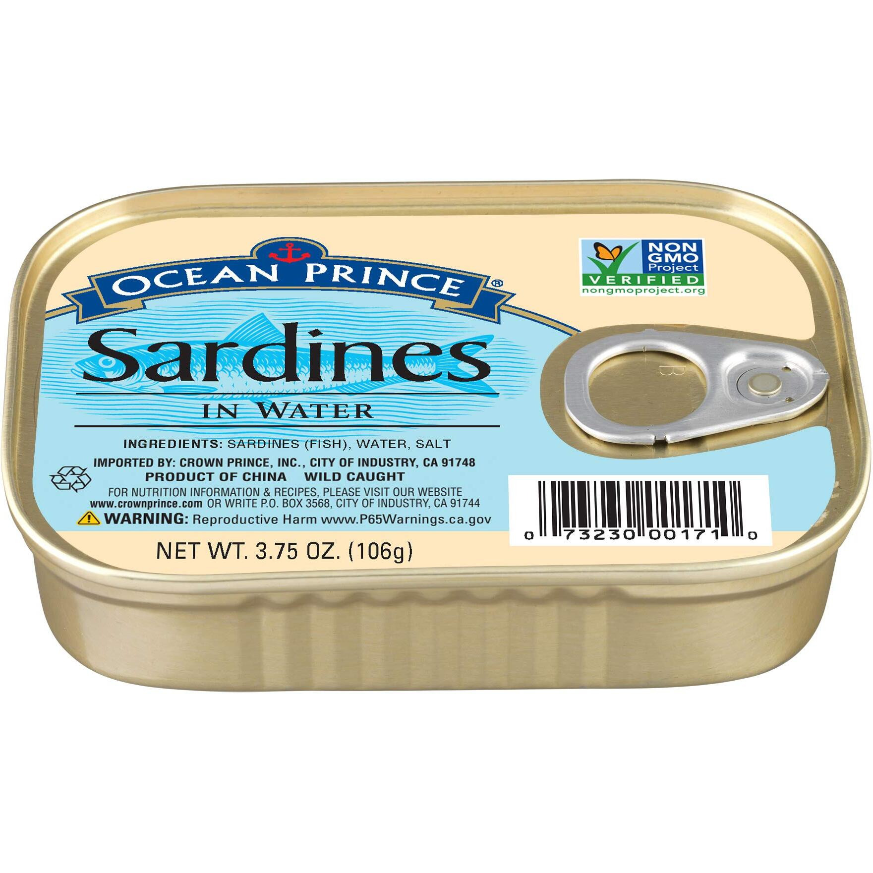 Ocean Prince Sardines In Water, 3.75 Ounce Cans (Pack Of 12)
