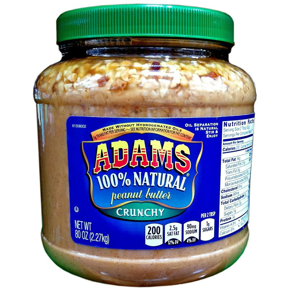 Adams 100% Natural Crunchy Peanut Butter 80Oz (Single)