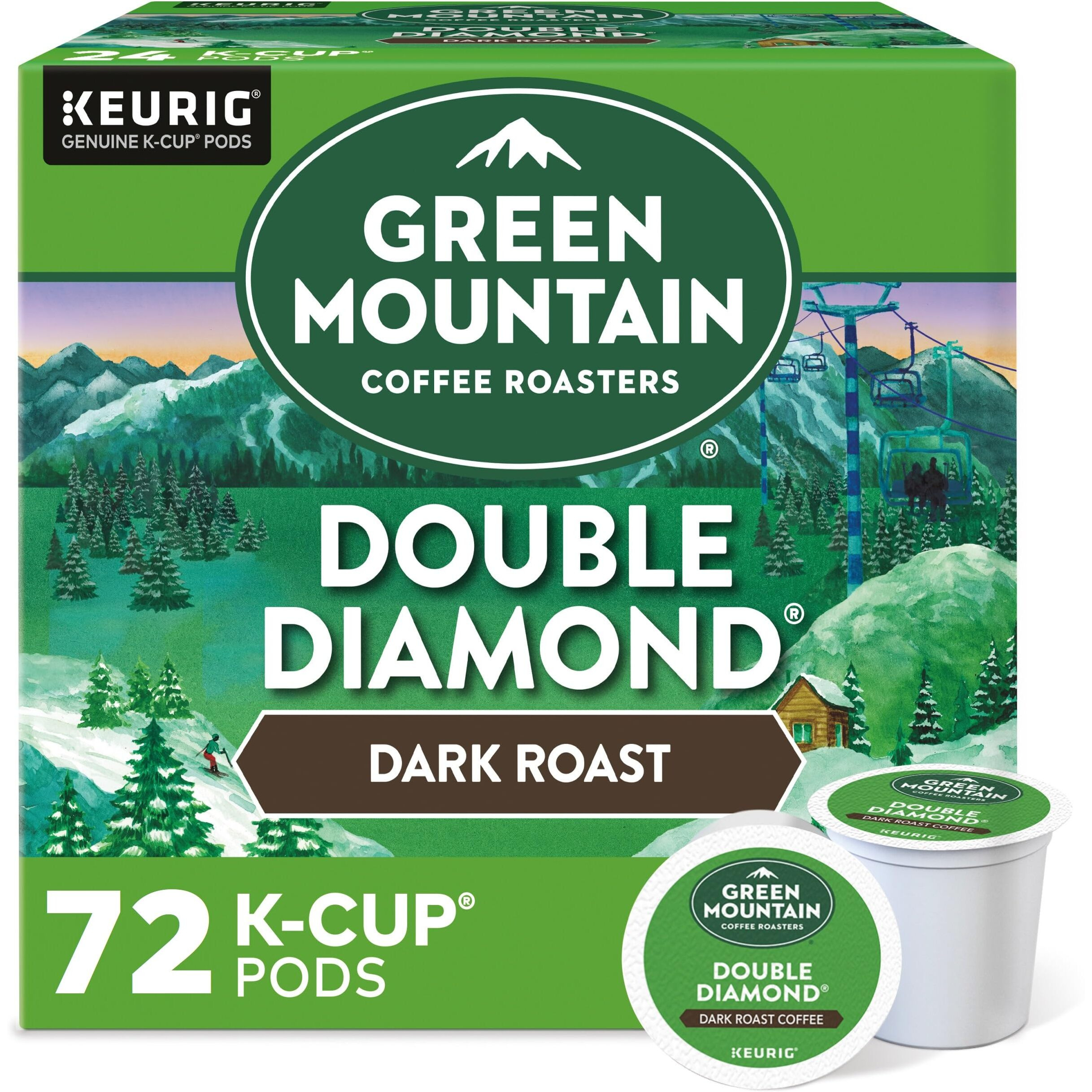 Green Mountain Coffee Roasters Double Diamond Keurig Single-Serve K-Cup Pods, Dark Roast Coffee, 72 Count (6 Packs Of 12)
