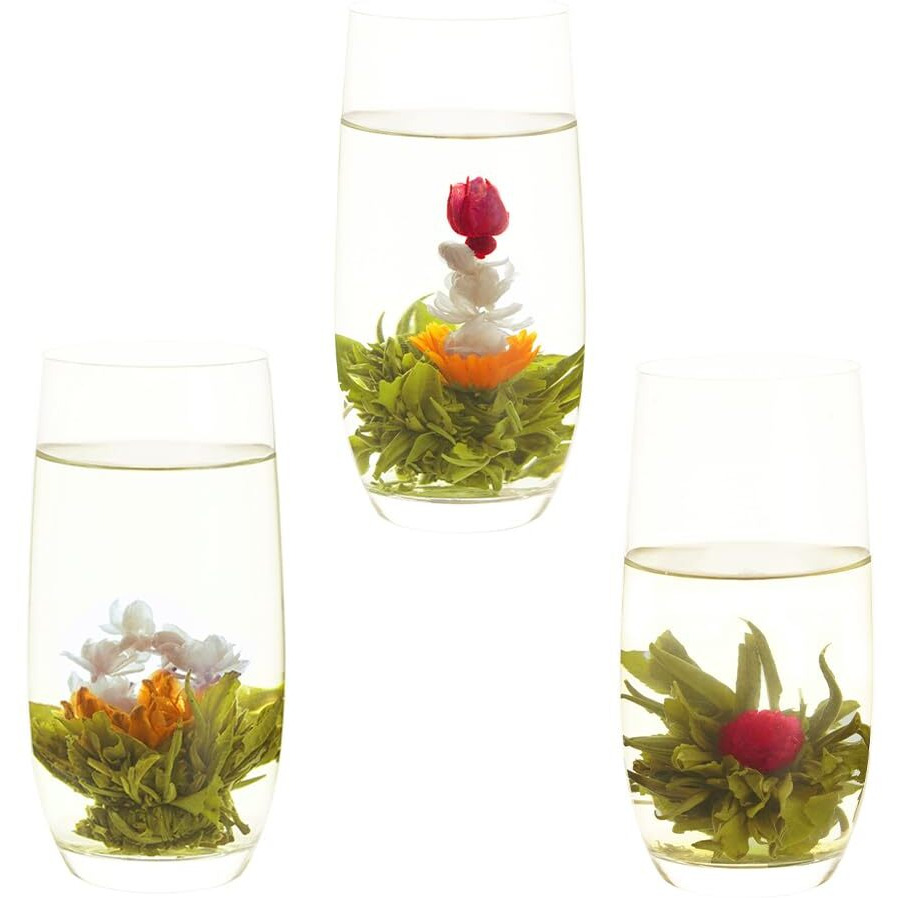 Lwxljmjzc-12 Unique Varieties Blooming Green Tea Ball | Jasmine Flowering Tea | Individual Pack With Flowers-Gifts For Tea Lovers