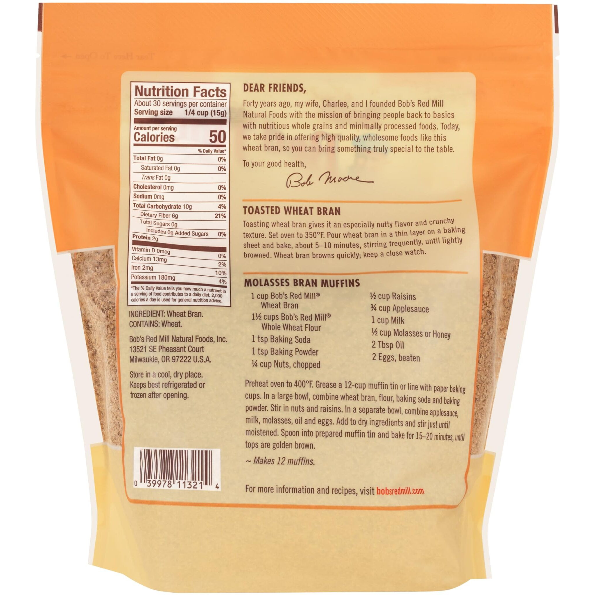 Bob's Red Mill Wheat Bran, 16-Ounce (Pack Of 4)