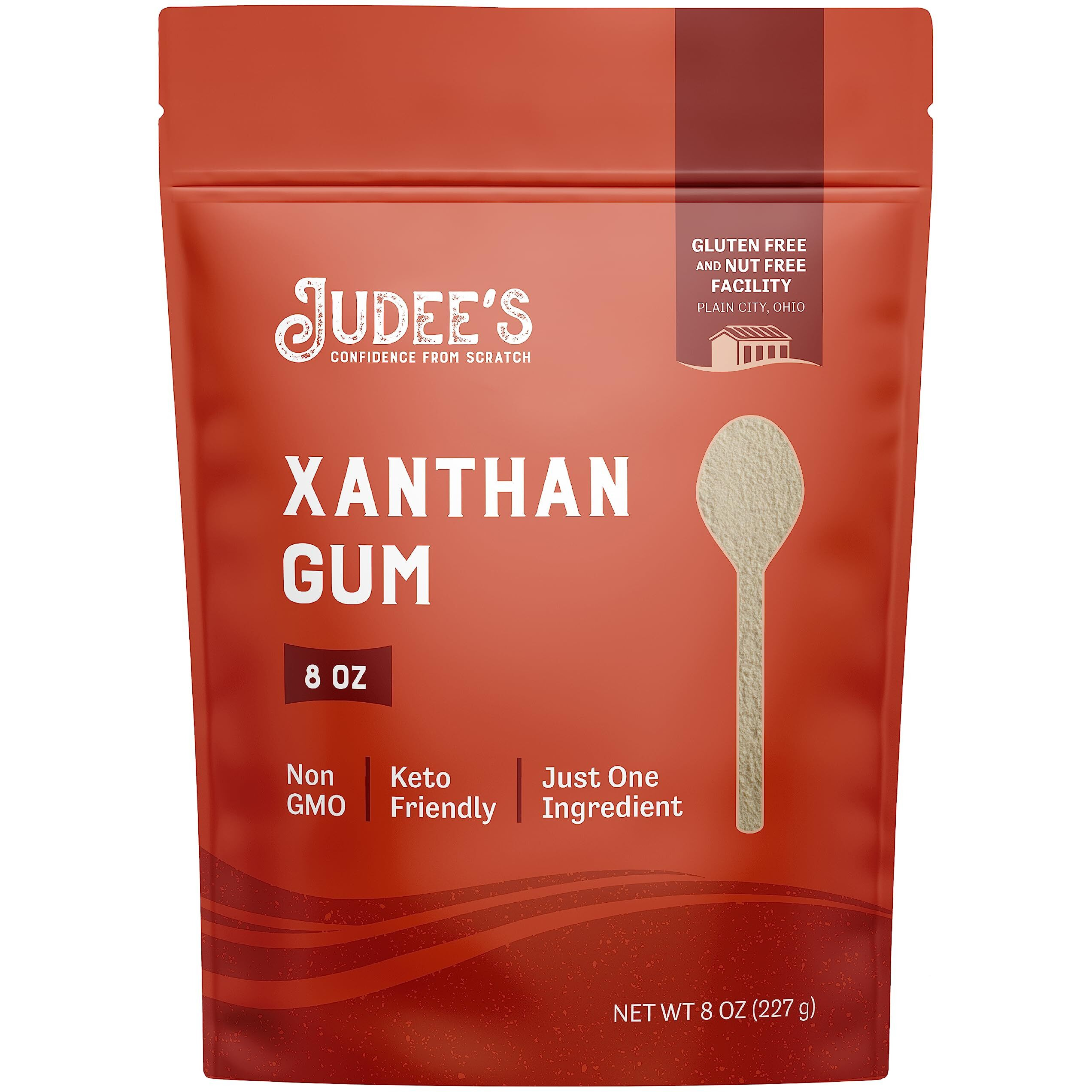 Judee's Xanthan Gum - 8 Oz - Baking Supplies - Delicious And 100% Gluten-Free - Great For Keto Syrups, Soups, And Sauces - Enhances Texture And Thickens Dough And Baked Goods