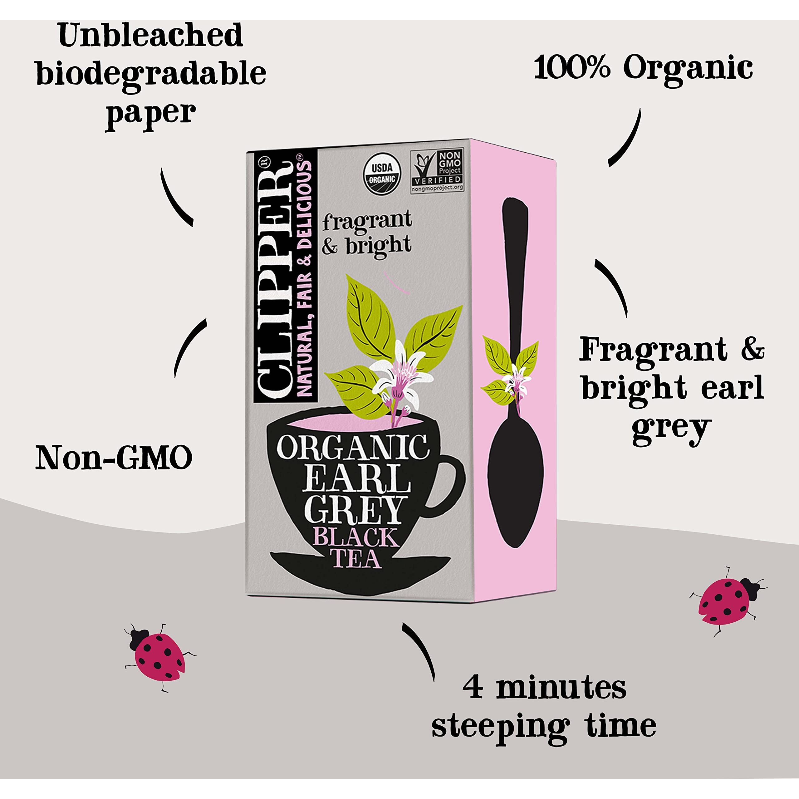 Clipper Tea, Earl Grey, Organic Tea With Citrus Begamot, Plant Based, Black Tea, Caffeinated British Tea, 6 Pack, 120 Unbleached Tea Bags
