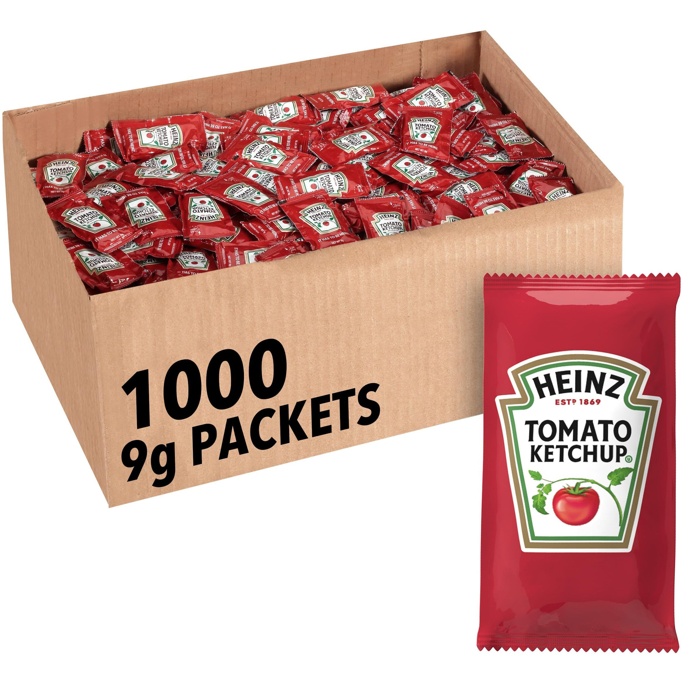 Heinz Ketchup Single Serve Packets (9G Packets, Pack Of 1000)