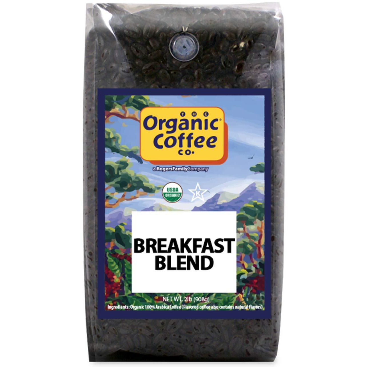 The Organic Coffee Co. Whole Bean Coffee - Breakfast Blend (2Lb Bag), Medium Roast, Usda Organic