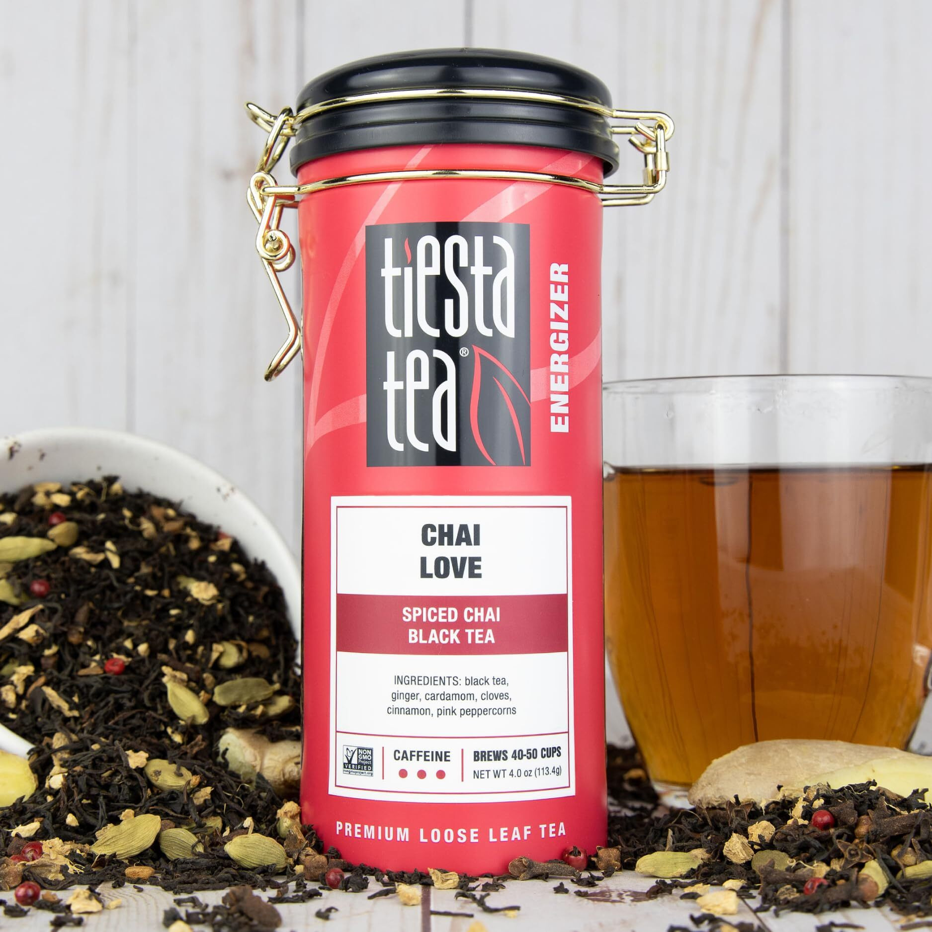 Tiesta Tea - Chai Love Tea | Spiced Chai Black Tea | Premium Loose Leaf Tea Blend | High Caffeinated Black Tea | Make Hot Or Iced Tea & Brews Up To 50 Cups - 4 Ounce Refillable Tin