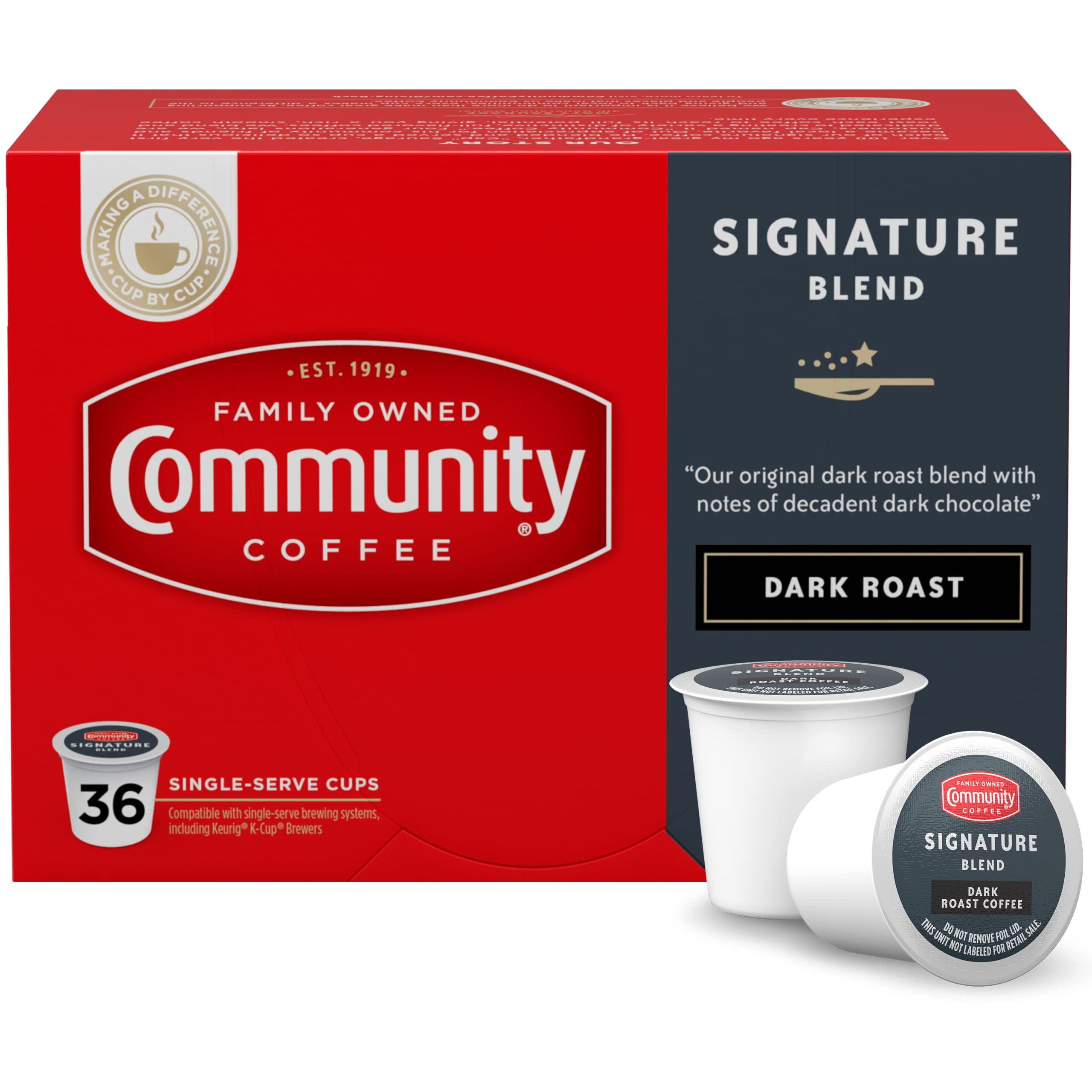 Community Coffee Signature Blend 36 Count Coffee Pods, Dark Roast, Compatible With Keurig 2.0 K-Cup Brewers, 36 Count (Pack Of 1)