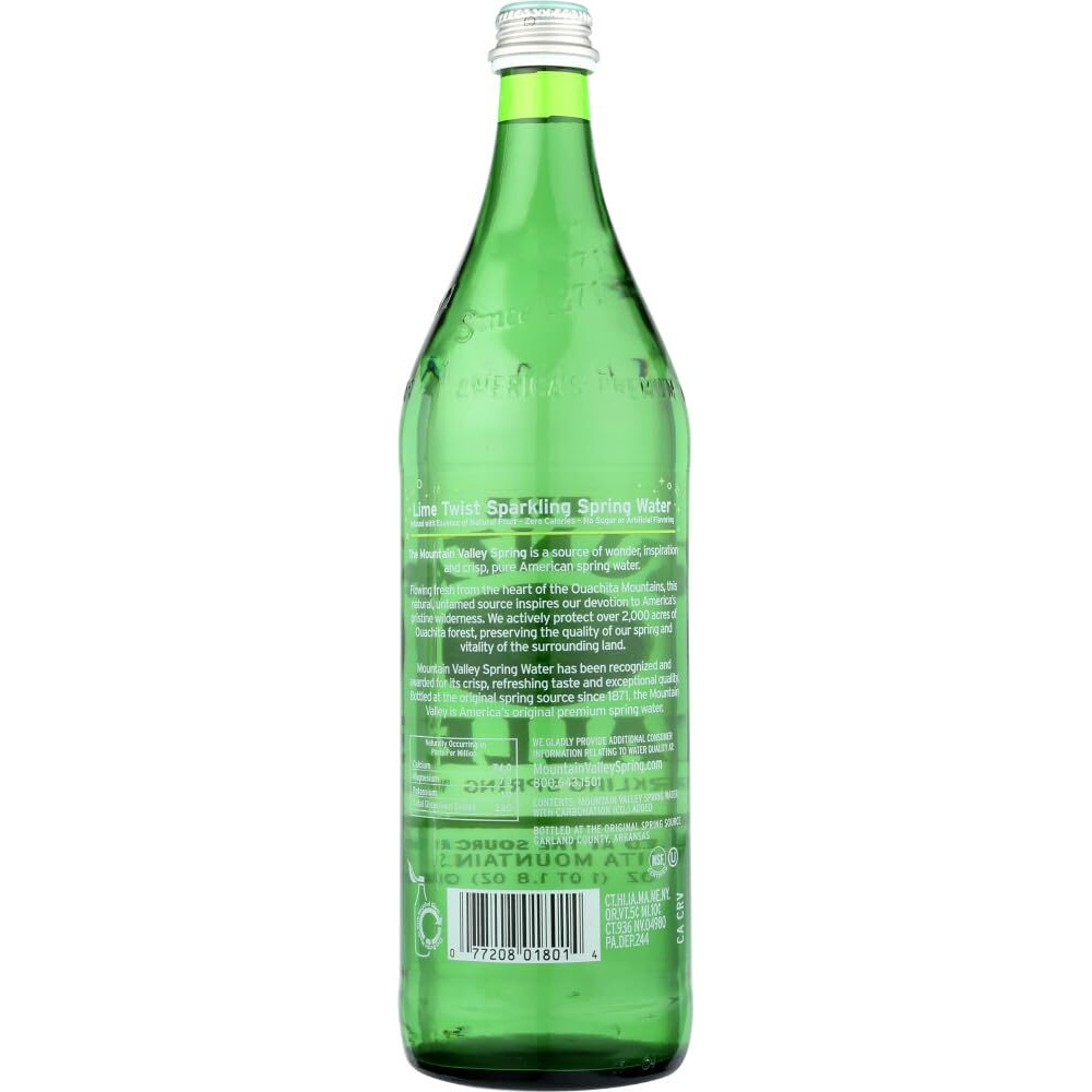 The Mountain Valley Lime Sparkling Spring Water, 1 Liter -- 12 Per Case