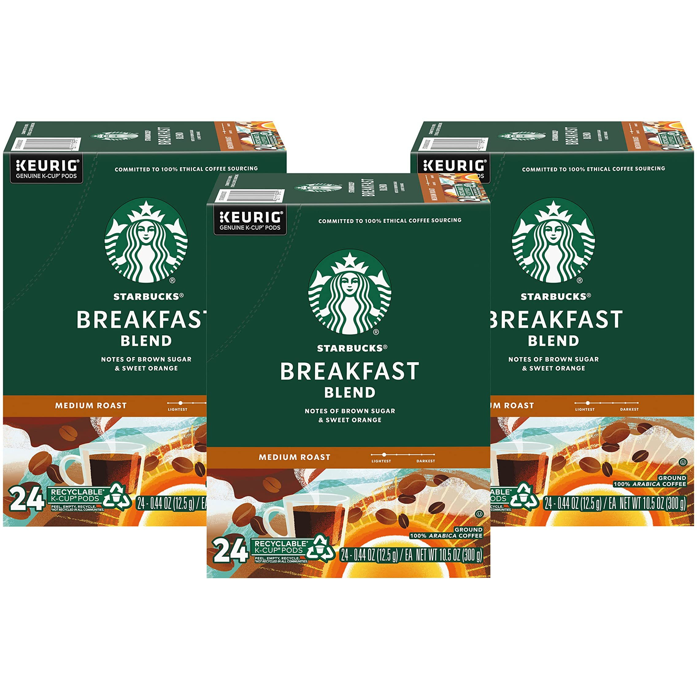 Starbucks Breakfast Blend Coffee K-Cups, 72 Count