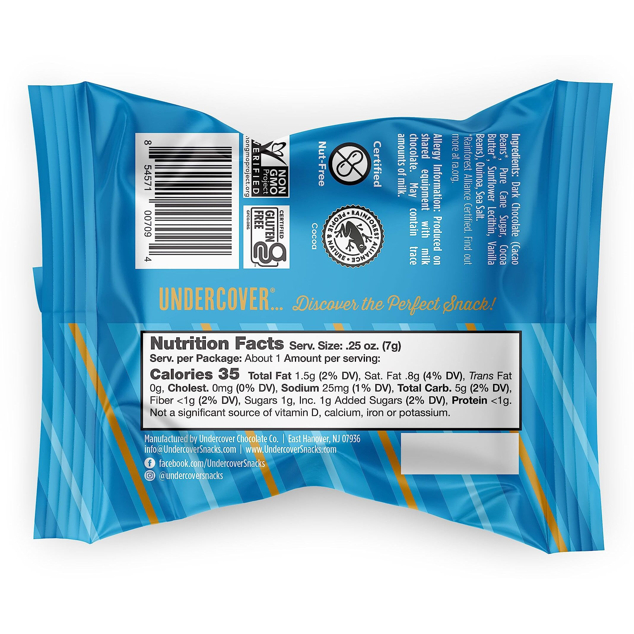 Undercover Chocolate Quinoa Crisps - Dark Chocolate Variety Pack | 70-Count, Individually Wrapped Crisps | Gluten Free, Nut-Free, Allergen Friendly, Kosher, Plant-Based