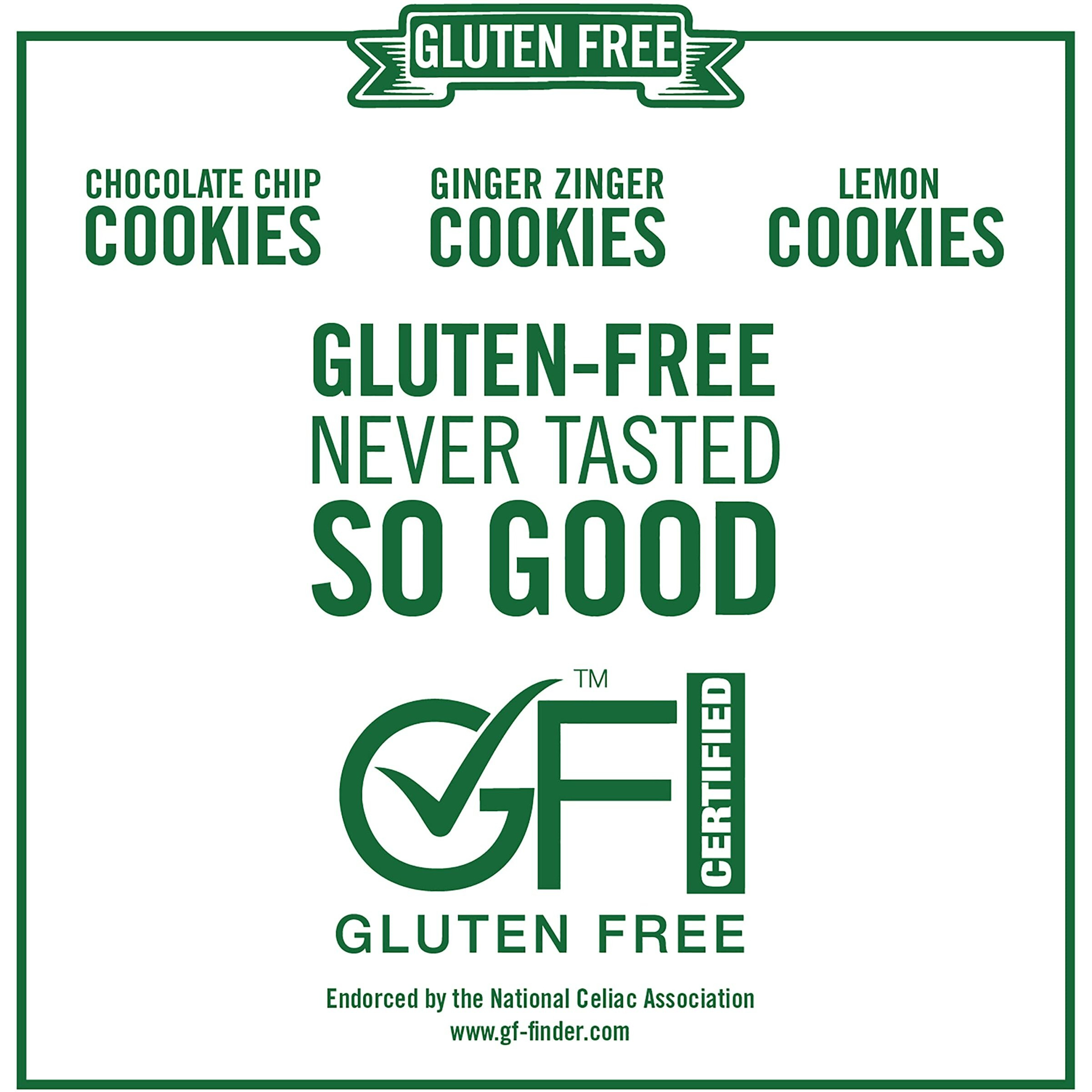 Tate's Bake Shop Gluten Free Cookies Variety Pack, Lemon, Ginger Zinger And Chocolate Chip Cookies, 3 - 7 Oz Bags