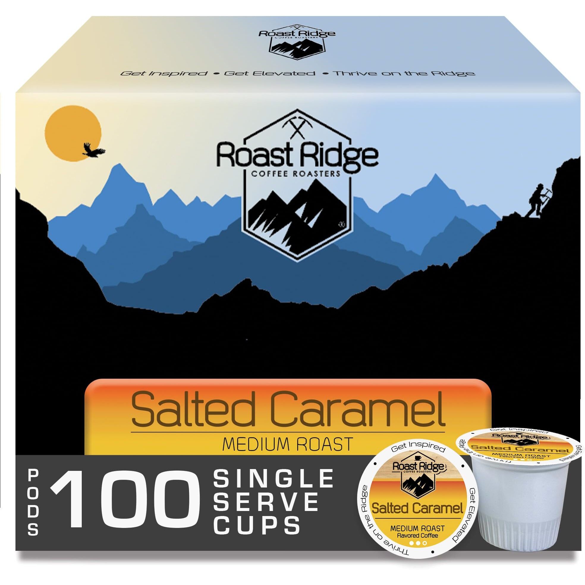 Roast Ridge Single Serve Coffee Pods For Keurig K-Cup Brewers, Salted Caramel, Medium Roast, 100 Count