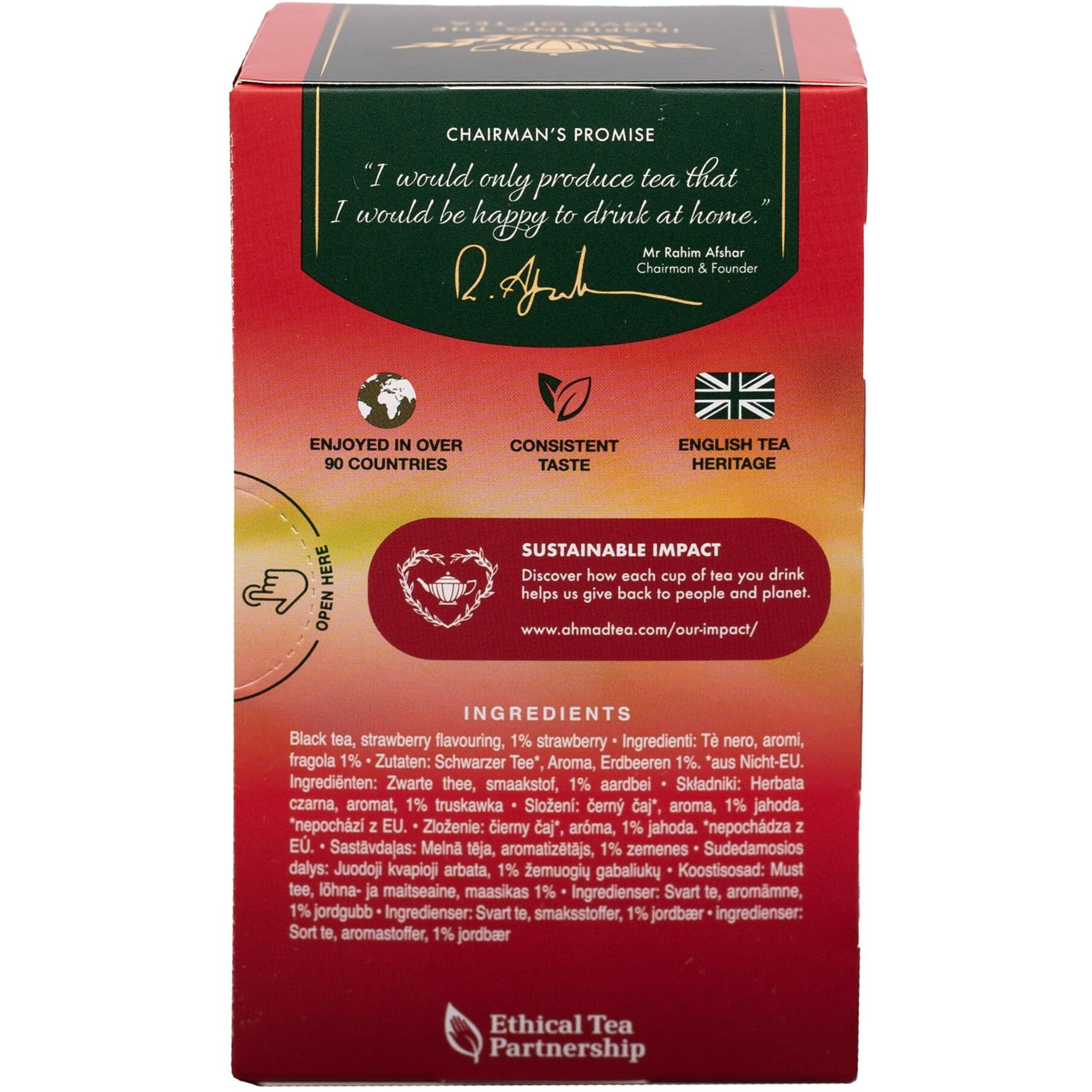 Ahmad Tea Strawberry Sensation Black Tea, 20-Count Boxes (Pack Of 6)