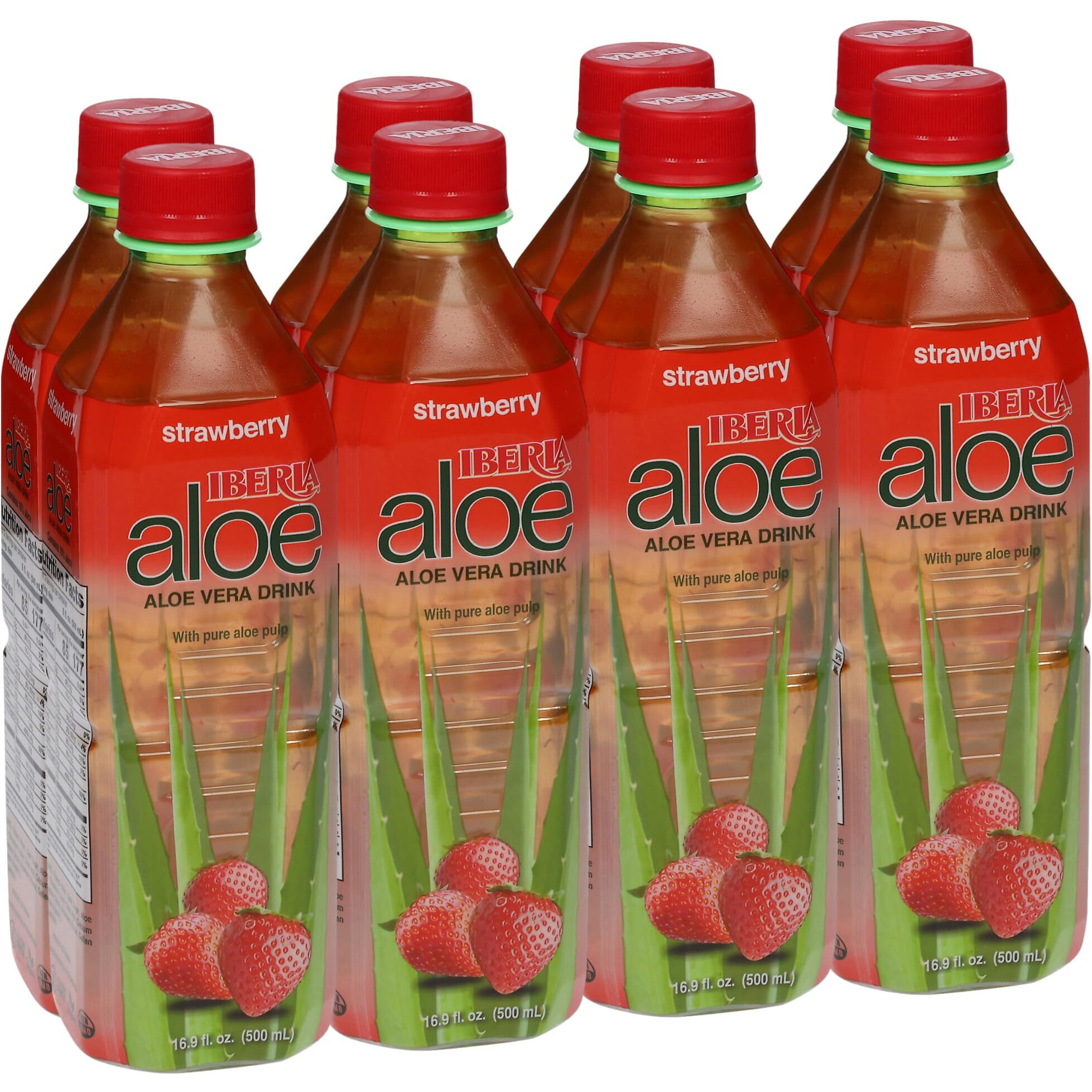 Iberia Aloe Vera Juice Drink, Strawberry,16.9 Fl Oz (Pack Of 8)