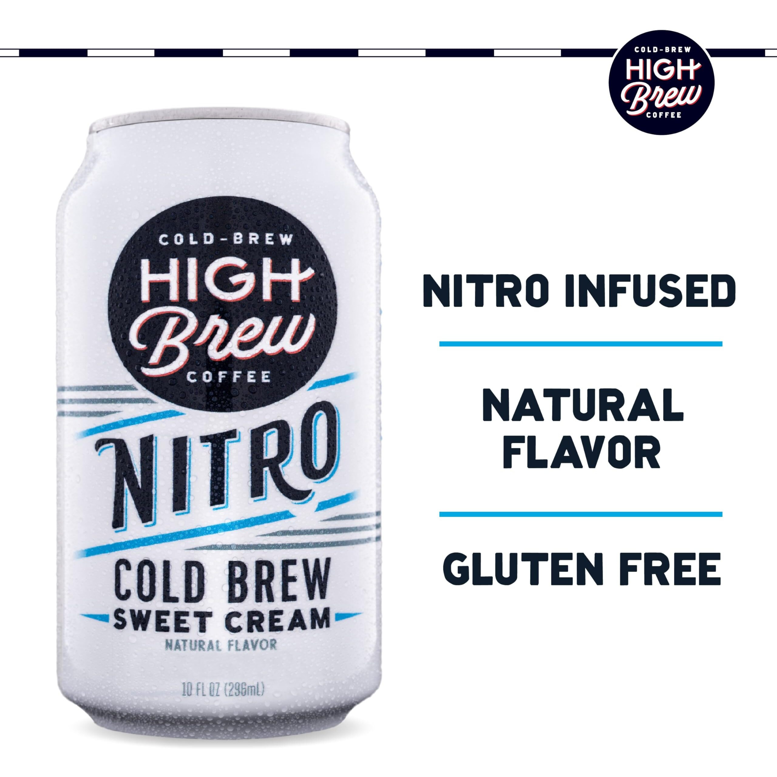 High Brew Coffee, Nitro Sweet Cream, Cold Brew Coffee, 10 Fl Oz, Ready-To-Drink (Pack Of 12)