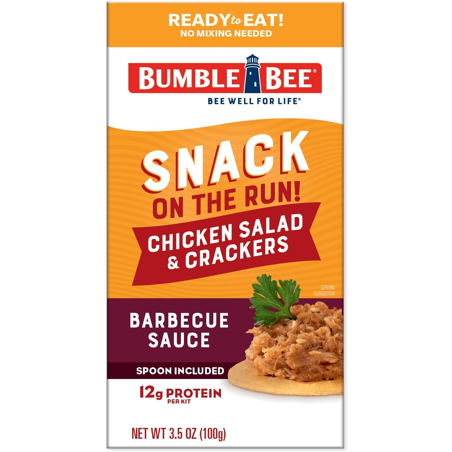 Bumble Bee Snack On The Run Bbq Chicken Salad With Crackers Kit, 3.5 Oz (Pack Of 12) - Ready To Eat, Spoon Included - Shelf Stable & Convenient Protein Snack