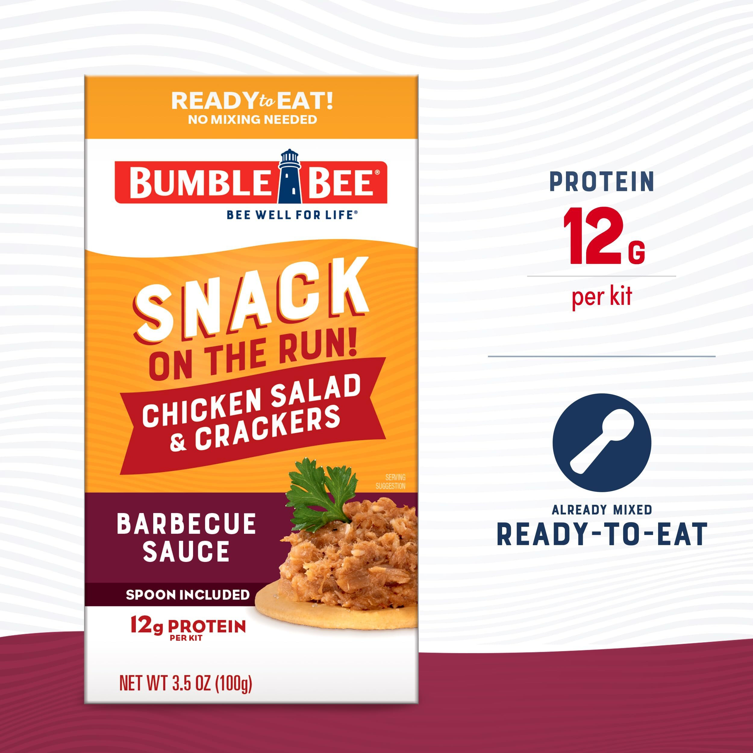Bumble Bee Snack On The Run Bbq Chicken Salad With Crackers Kit, 3.5 Oz (Pack Of 12) - Ready To Eat, Spoon Included - Shelf Stable & Convenient Protein Snack