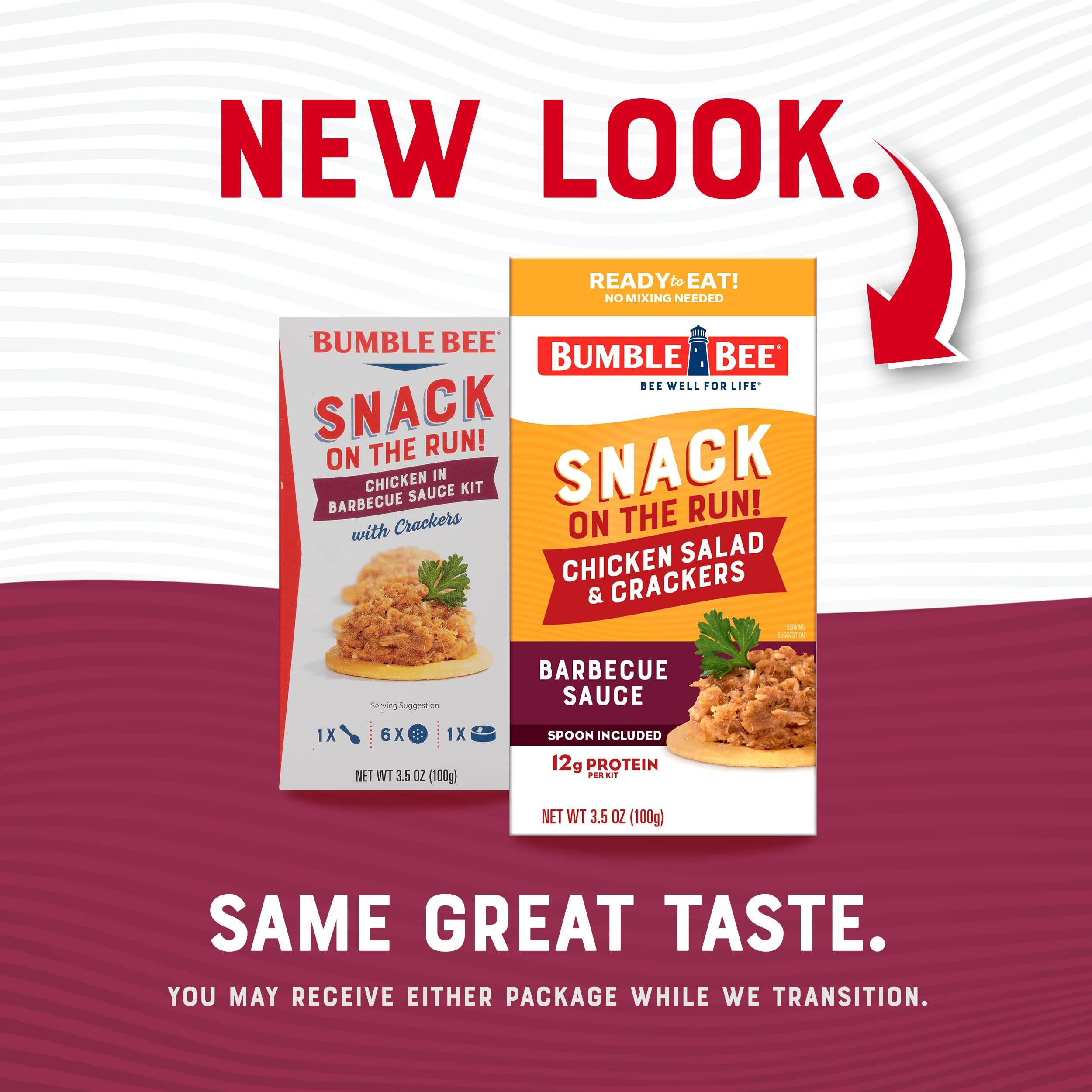 Bumble Bee Snack On The Run Bbq Chicken Salad With Crackers Kit, 3.5 Oz (Pack Of 12) - Ready To Eat, Spoon Included - Shelf Stable & Convenient Protein Snack