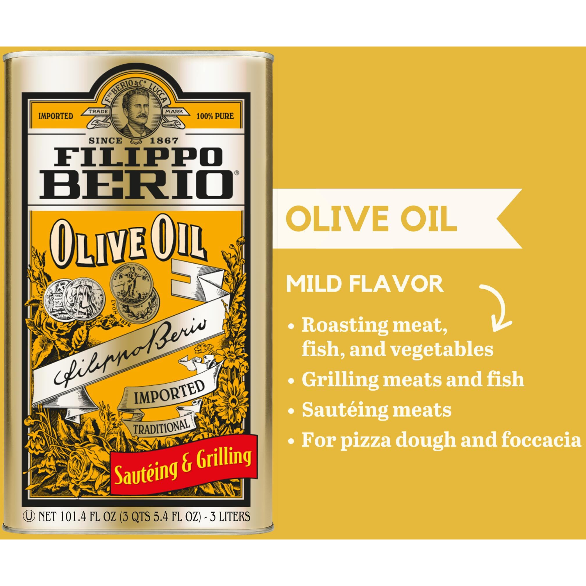 Filippo Berio Pure Olive Oil, 101.4 Ounce Tin