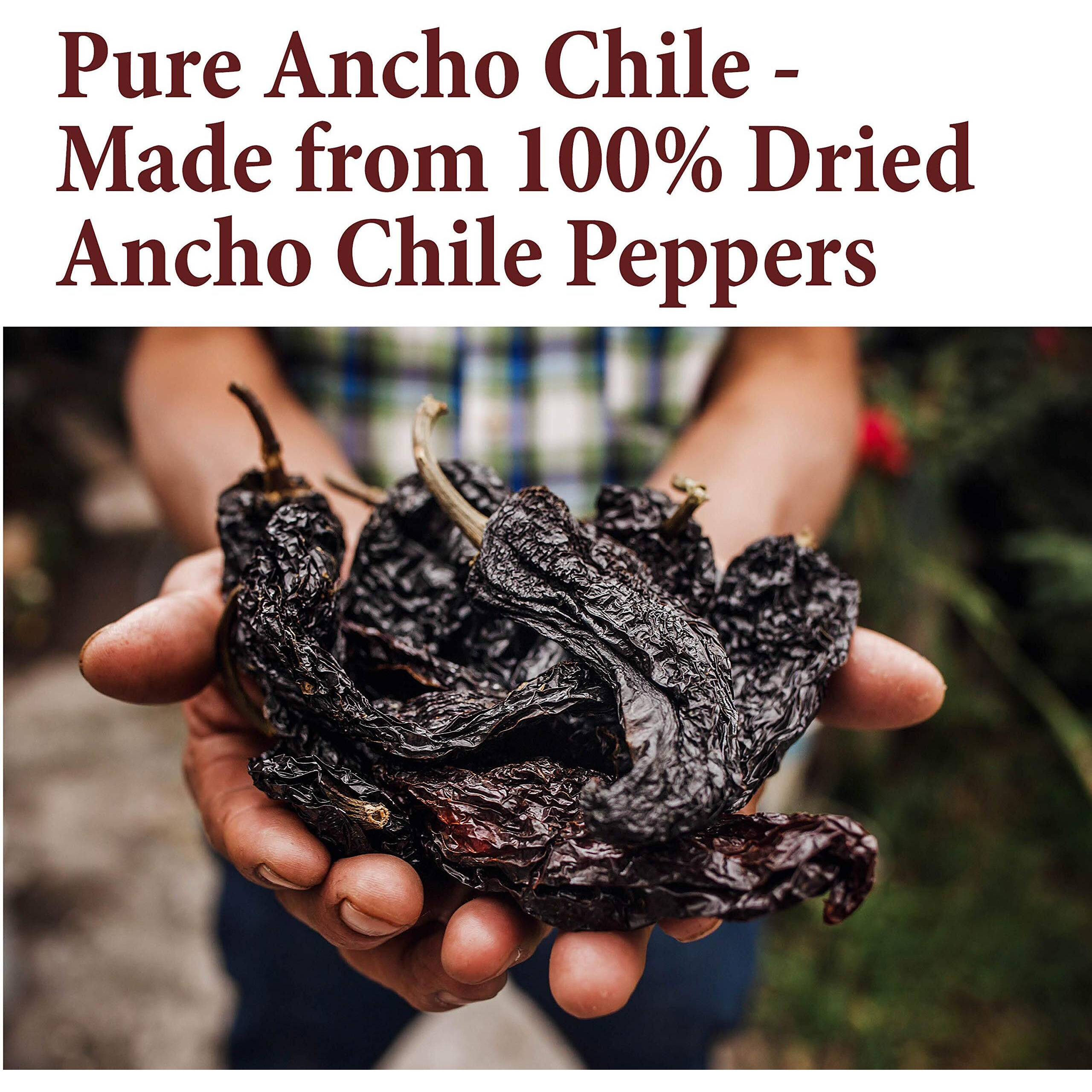 The Spice Way Premium Ancho Chile - Pure Chili Powder (4 Oz) Made From Pure Dried Peppers With No Additives, No Agents. Resealable Bag