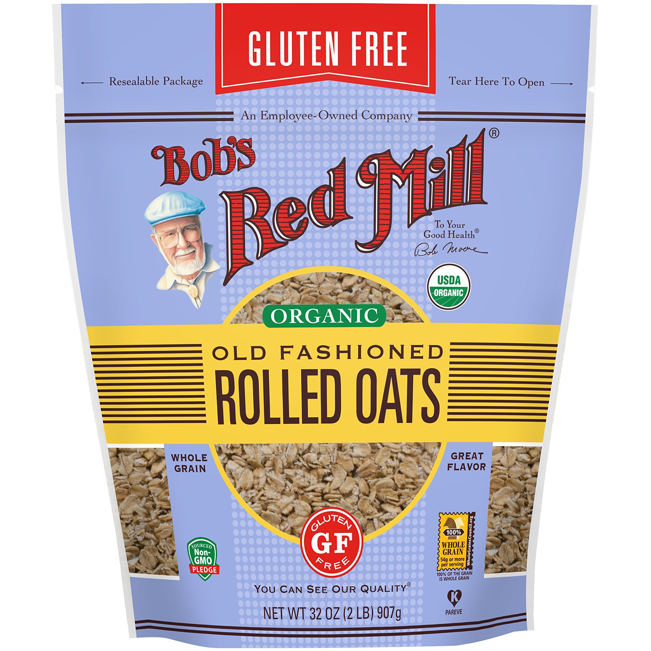 Bob's Red Mill Gluten Free Organic Old Fashioned Rolled Oats, 2 Pound (Pack Of 4)