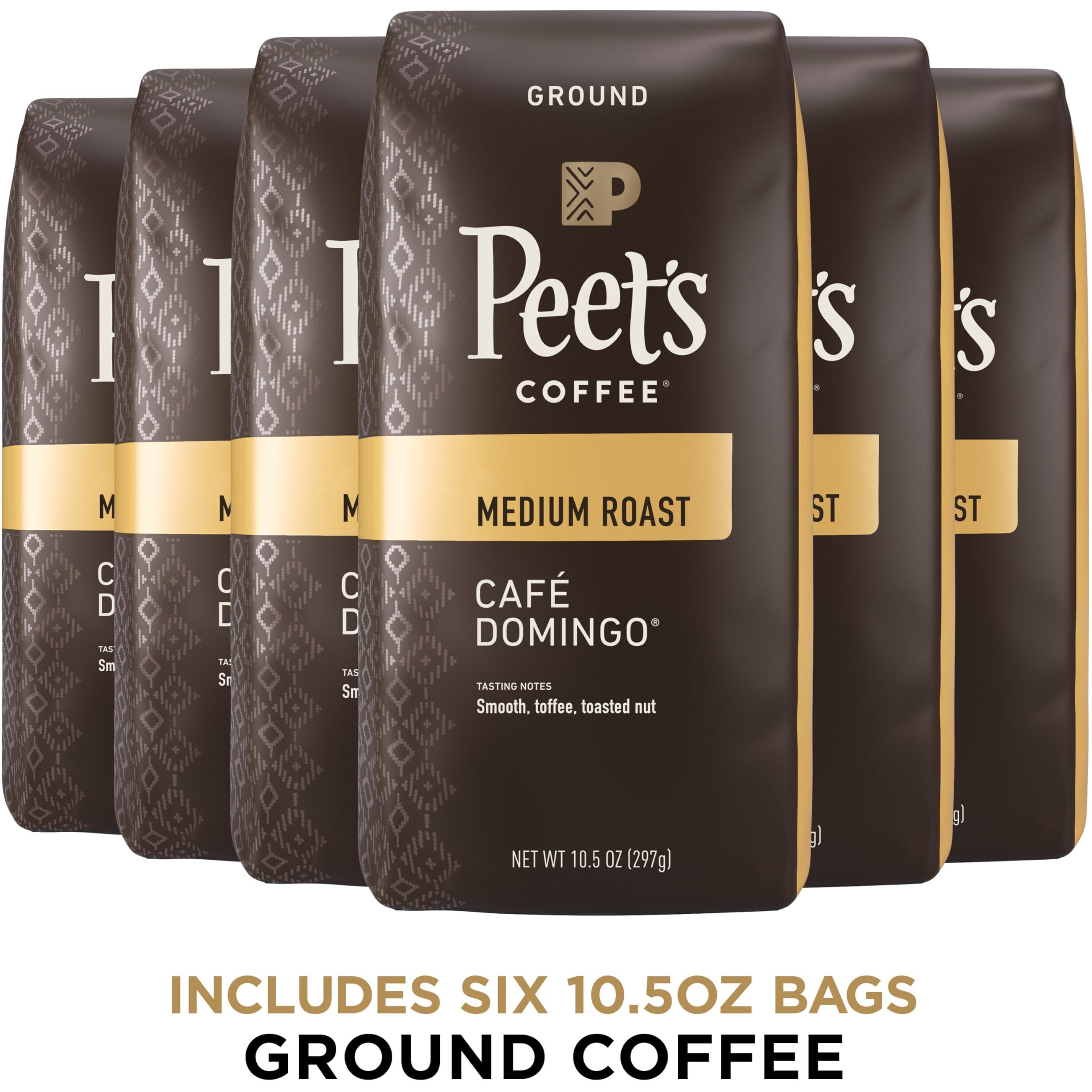 Peet's Coffee, Medium Roast Ground Coffee - Cafe Domingo 10.5 Ounce (Pack Of 6)