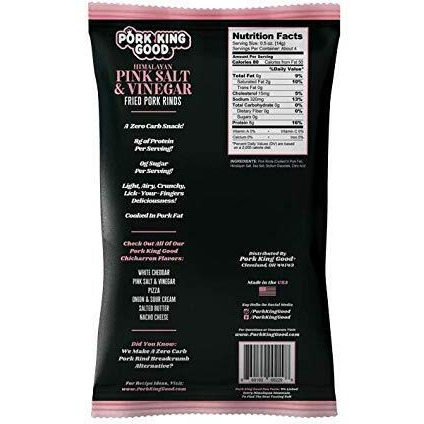 Pork King Good Pork Rinds - Himalayan Pink Salt & Vinegar 24 Pack Case (Chicharrones)