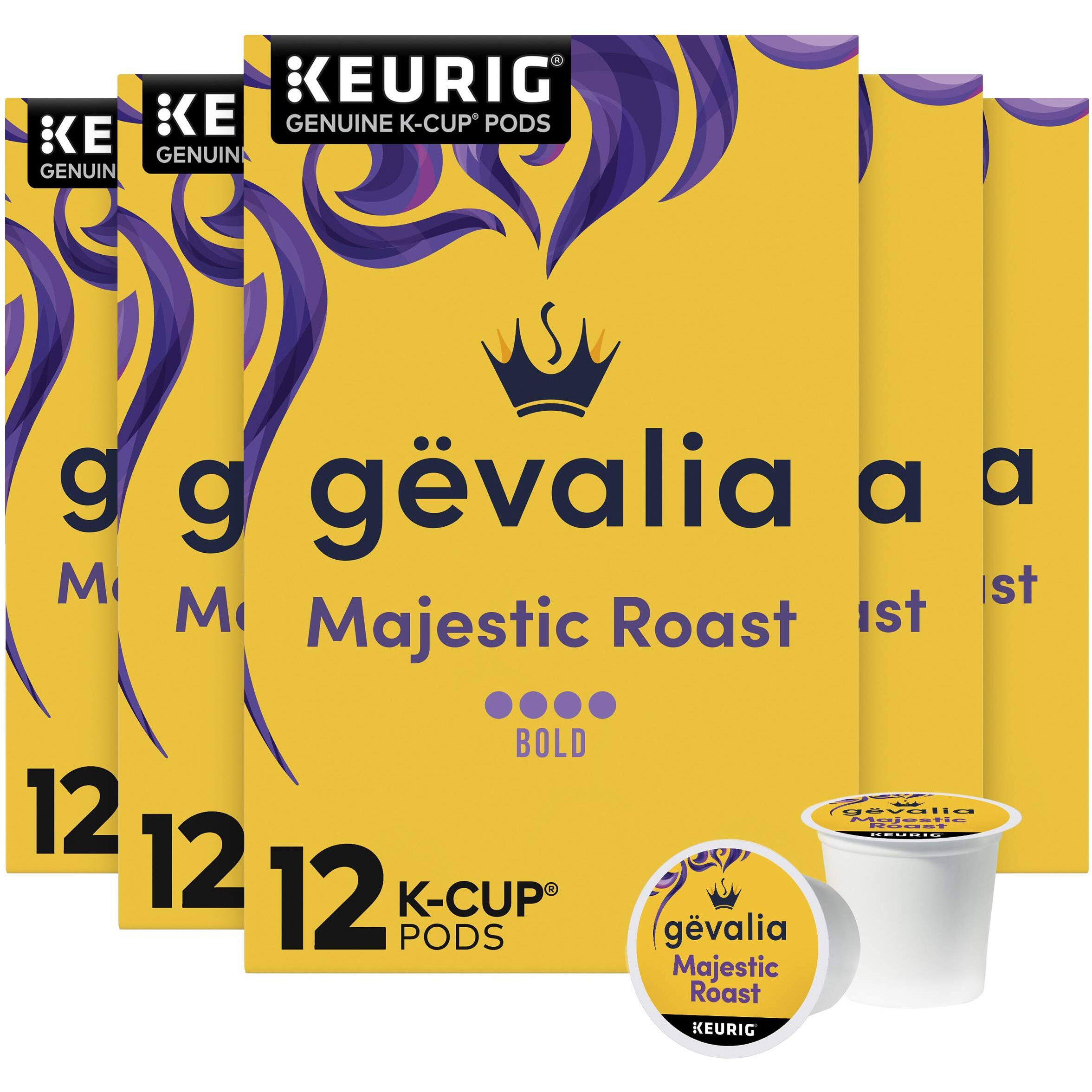 Gevalia Majestic Roast Bold Dark Roast K Cup Coffee Pods (72 Ct Pack, 6 Boxes Of 12 Pods)