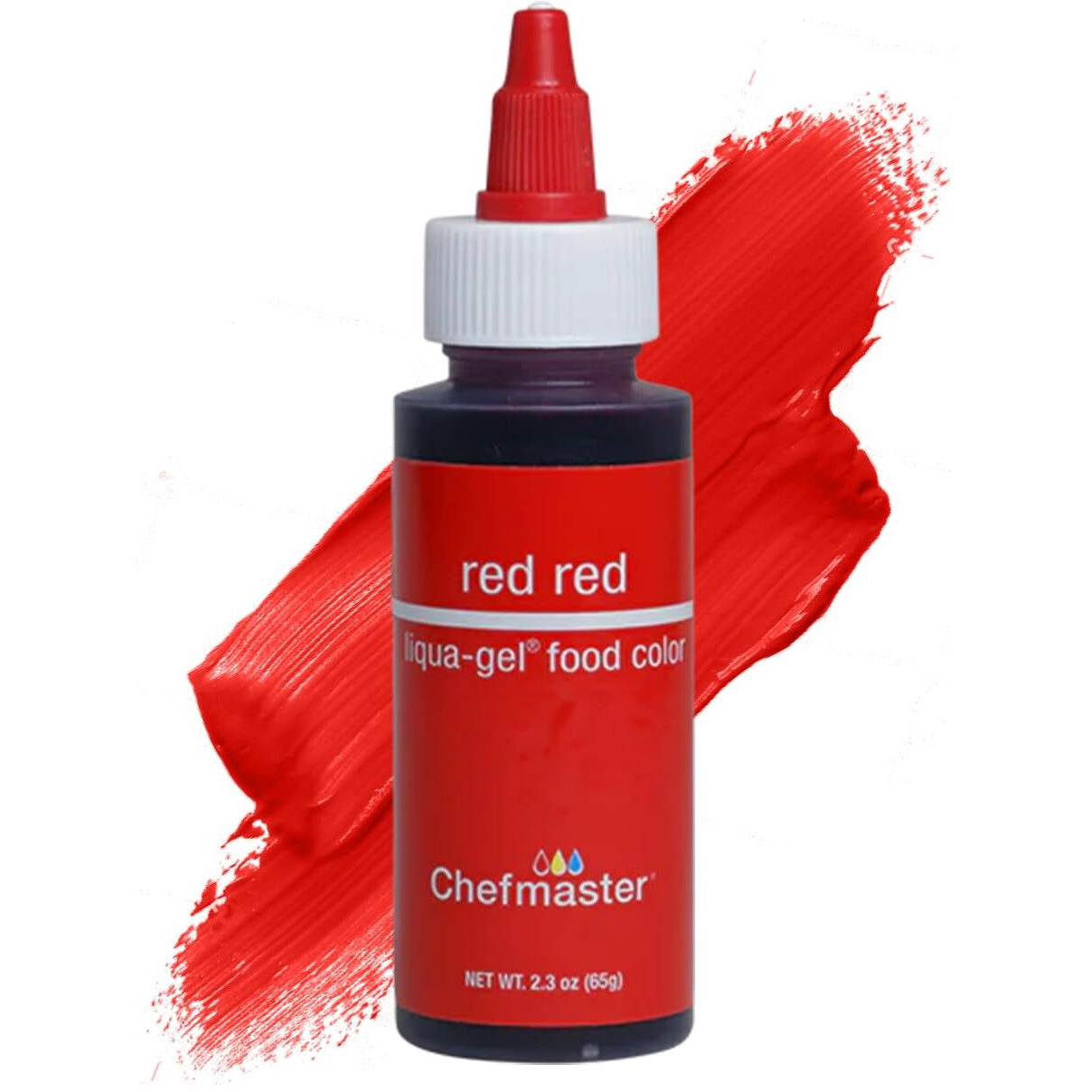 Chefmaster Red Red Liqua-Gel Food Coloring | Vibrant Color | Professional-Grade Dye For Icing, Frosting, Fondant | Baking & Decorating | Fade-Resistant | Easy-To-Use | Made In Usa | 2.3 Oz