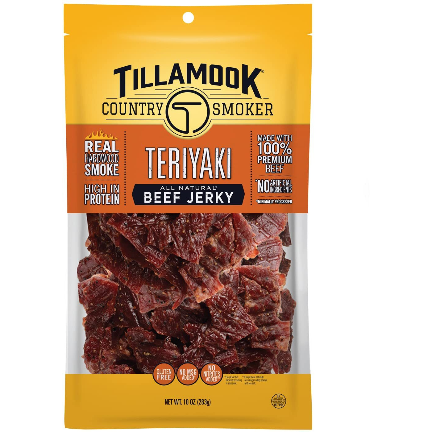 Tillamook Country Smoker Real Hardwood Smoked Beef Jerky, Teriyaki, 10 Ounce