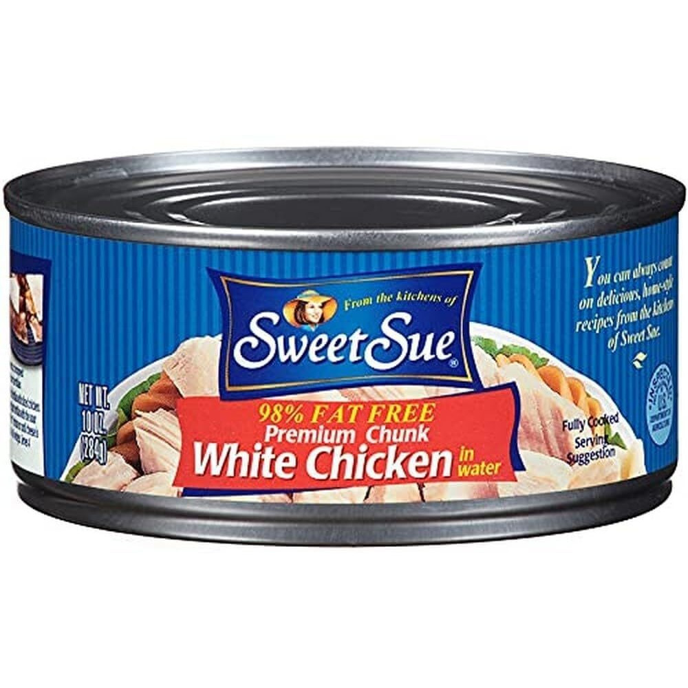 Sweet Sue Chunk White Chicken In Water, 10 Oz Can (Pack Of 12) - 11G Protein Per Serving, 98% Fat Free - Gluten Free, Keto Friendly - Great For Snack, Lunch Or Dinner Recipes