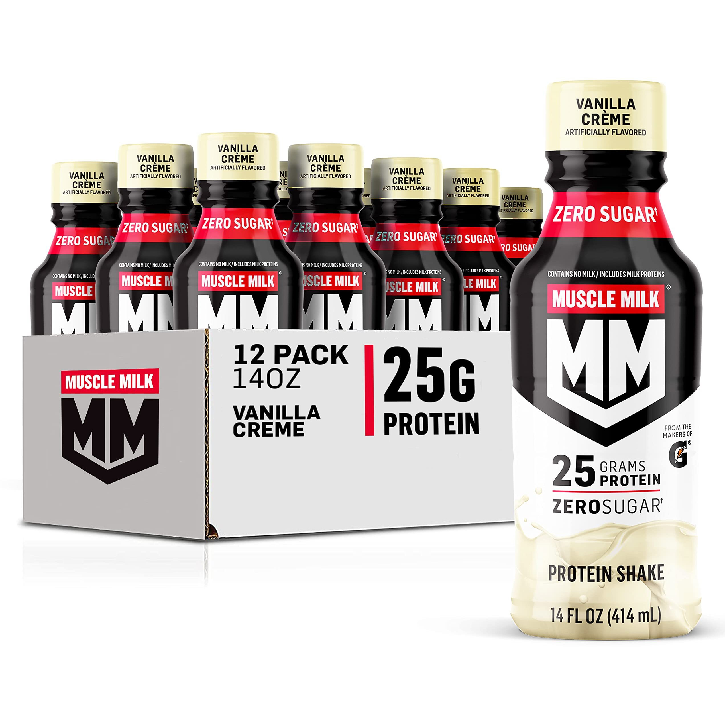 Muscle Milk Genuine Liquid Protein Shake, Vanilla Crme, 25G Protein, 14 Fl Oz Bottle, 12 Pack