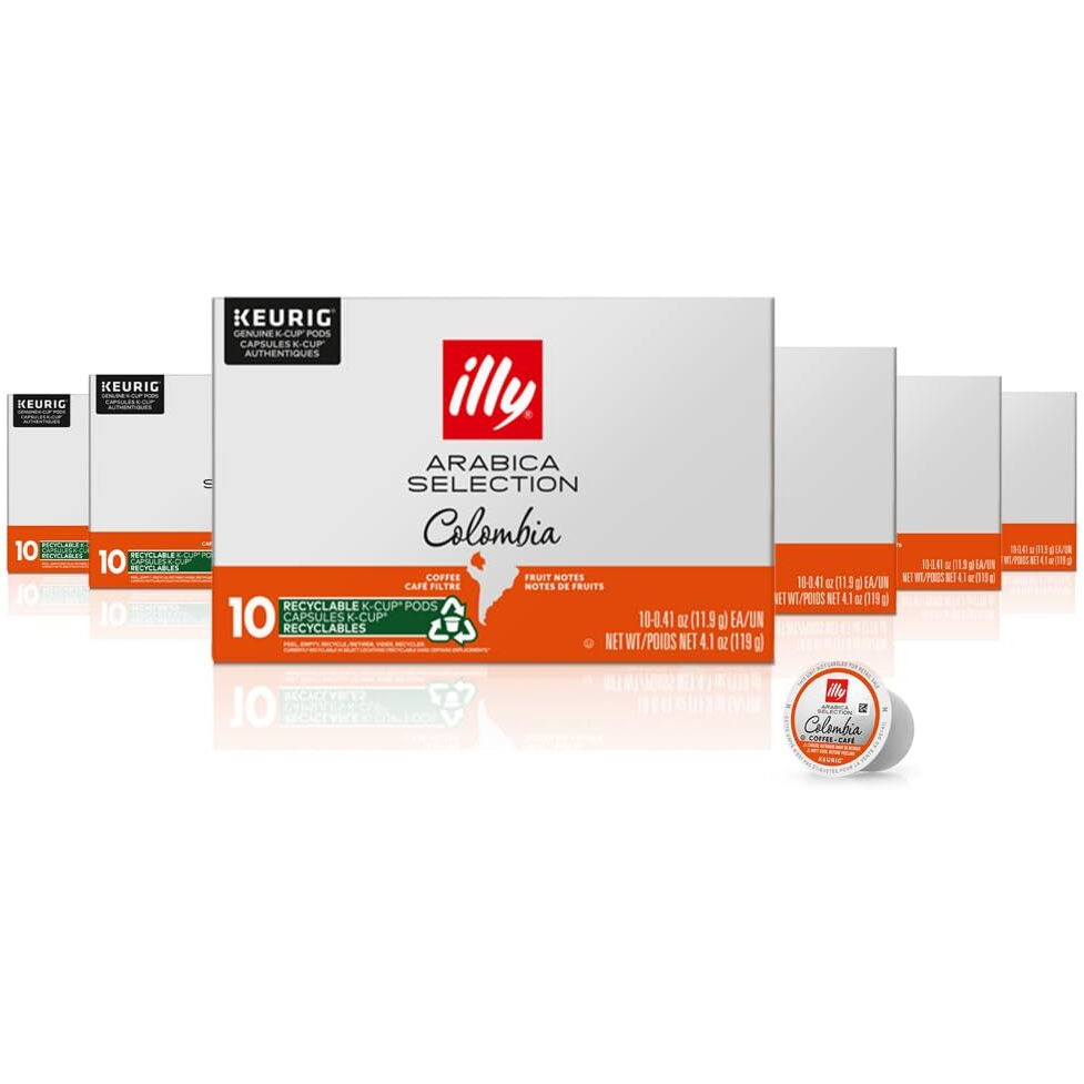 Illy Coffee K Cups - Coffee Pods For Keurig Coffee Maker - Colombia Medium Roast - Notes Of Fruit - Bold, Flavorful & Full-Bodied Flavor Of Pods Coffee - No Preservatives - 10 Count, 6 Pack