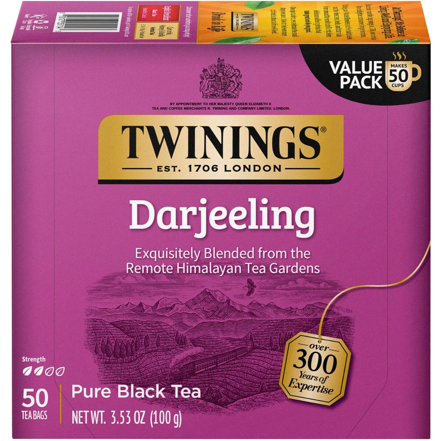 Twinings Darjeeling Tea - A Delicate, Dry Black Tea, Sophisticated Coffee Alternative With Less Caffeine, Individually Wrapped Tea Bags, 50 Count