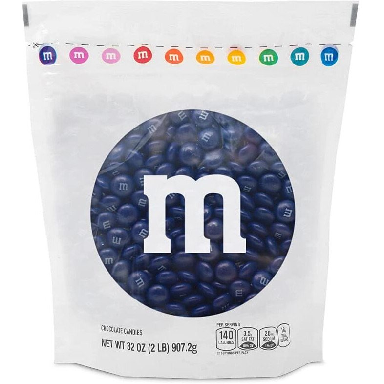M&Ms Dark Blue Milk Chocolate Candy, 2Lbs Of M&M's In Resealable Pack For Candy Bars, Birthday Parties, Graduations, Congrats Celebrations & Diy Party Favors
