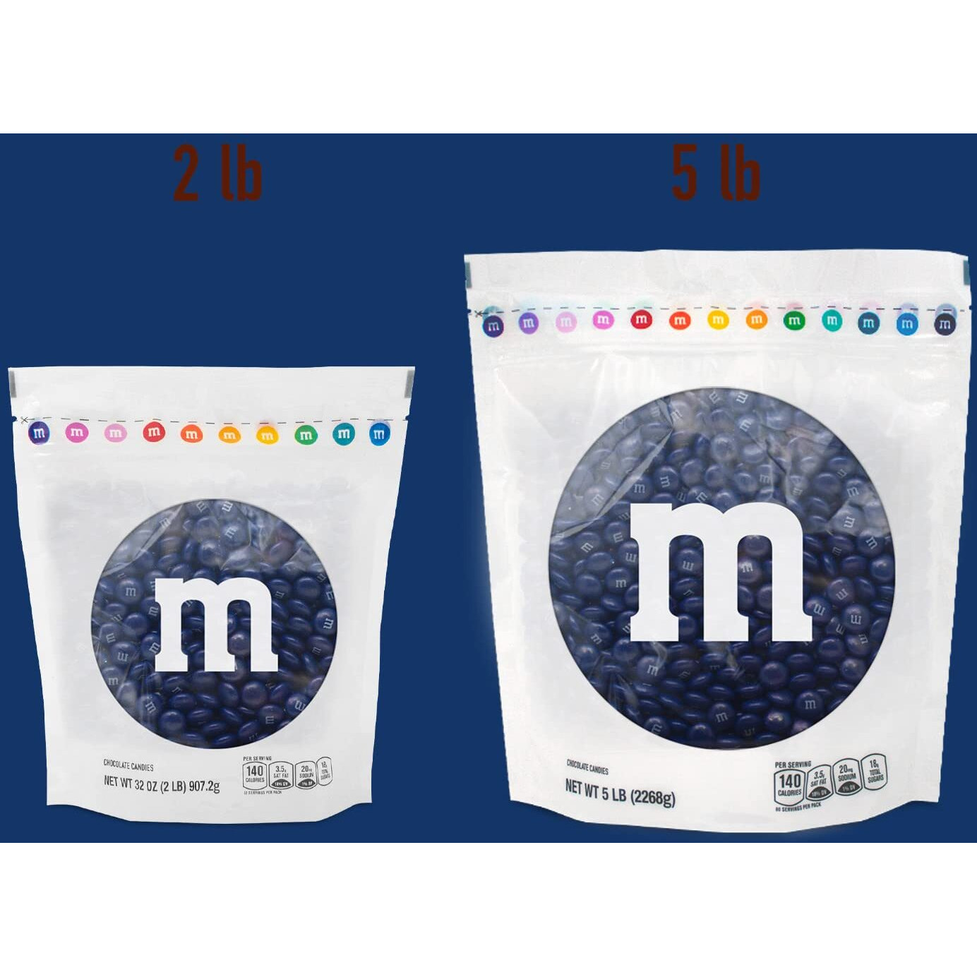 M&Ms Dark Blue Milk Chocolate Candy, 2Lbs Of M&M's In Resealable Pack For Candy Bars, Birthday Parties, Graduations, Congrats Celebrations & Diy Party Favors